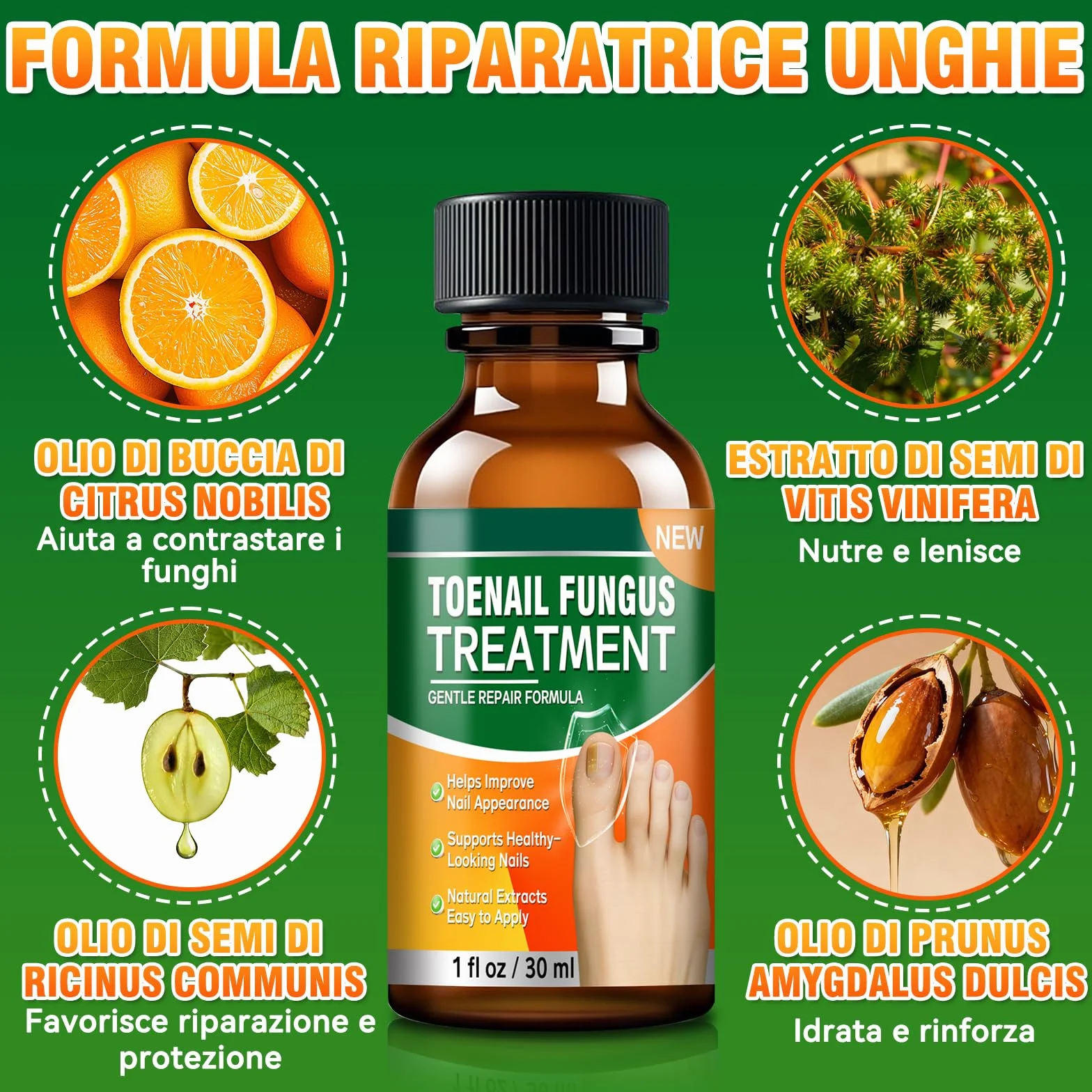 Micosi Unghie Piede Trattamento, Trattamento Funghi Unghie Piedi, Antimicotico Unghie Piedi Liquido, Migliora Unghie Spesse, Fragili, Rotte e Scolorite, Trattamento Rigenerante per Crescita Unghie