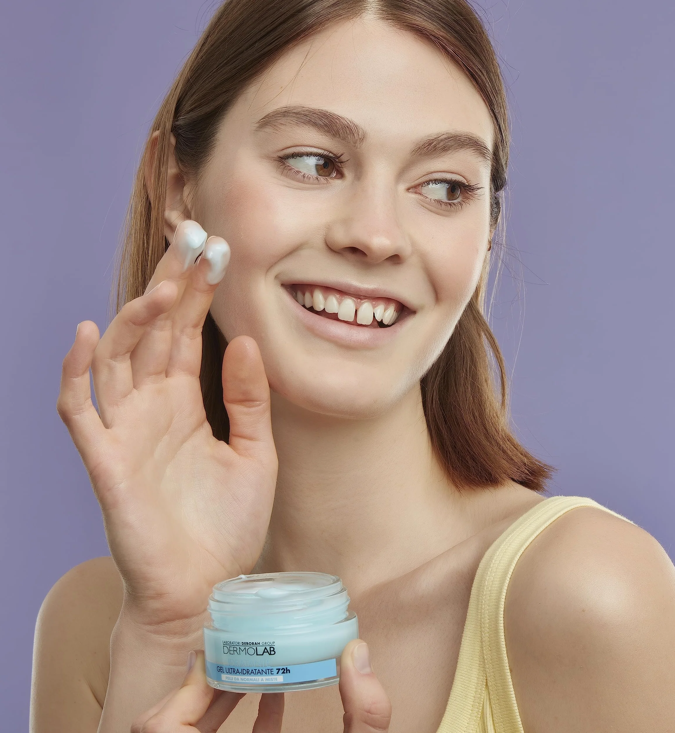 Dermolab - Crema Viso Idratante Gel 72H per Pelle Normale e Mista con Pool di Acido Ialuronico, Effetto Rimpolpante, Protegge la Cute con un'Azione Antiossidante, 50 ml