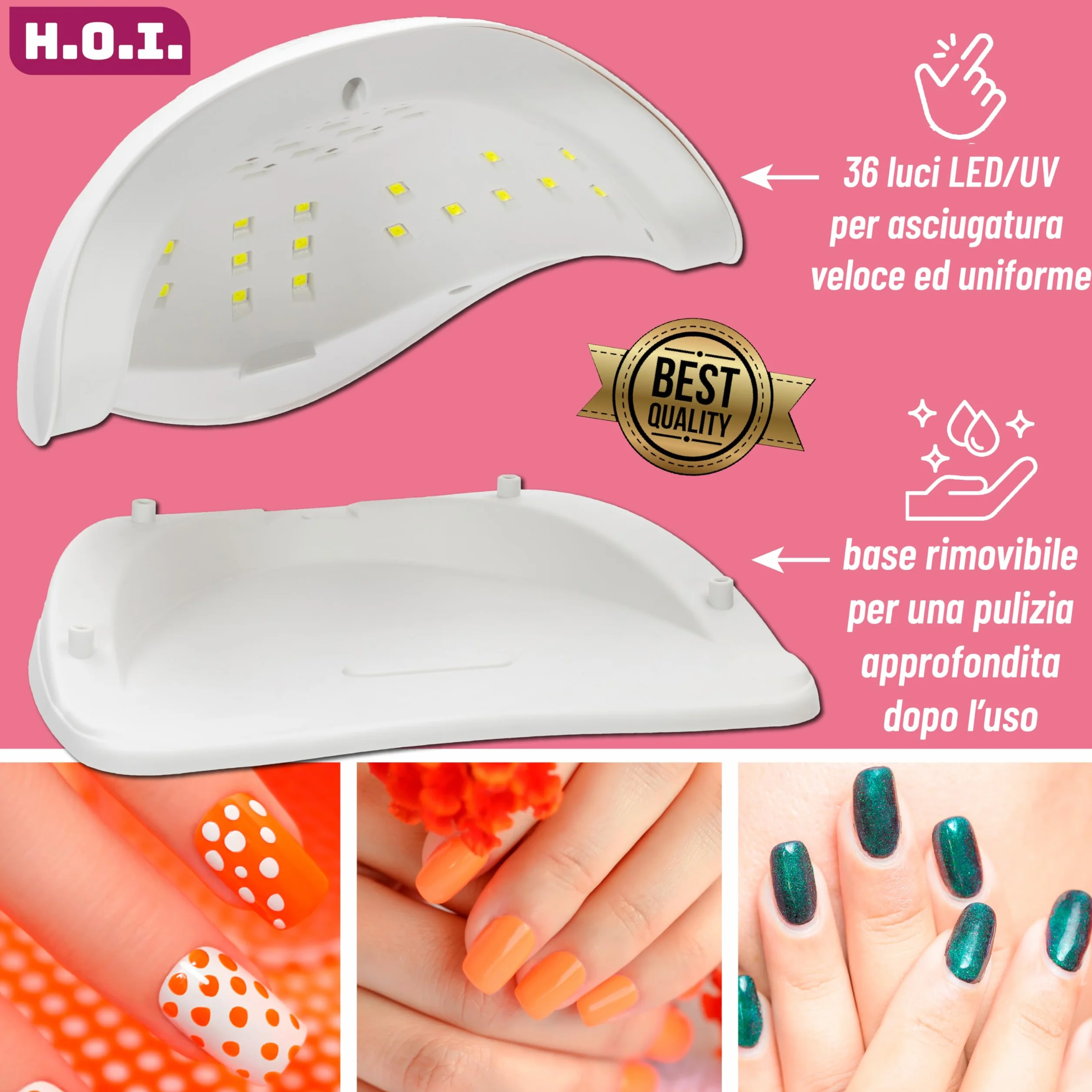 Lampada Unghie UV LED 48W Professionale con Sensore Automatico e Timer (30s/60s/90s) – Asciuga Smalto Semipermanente, Gel Ricostruzione, Nail Art, Manicure e Pedicure, Uso Domestico e Salone