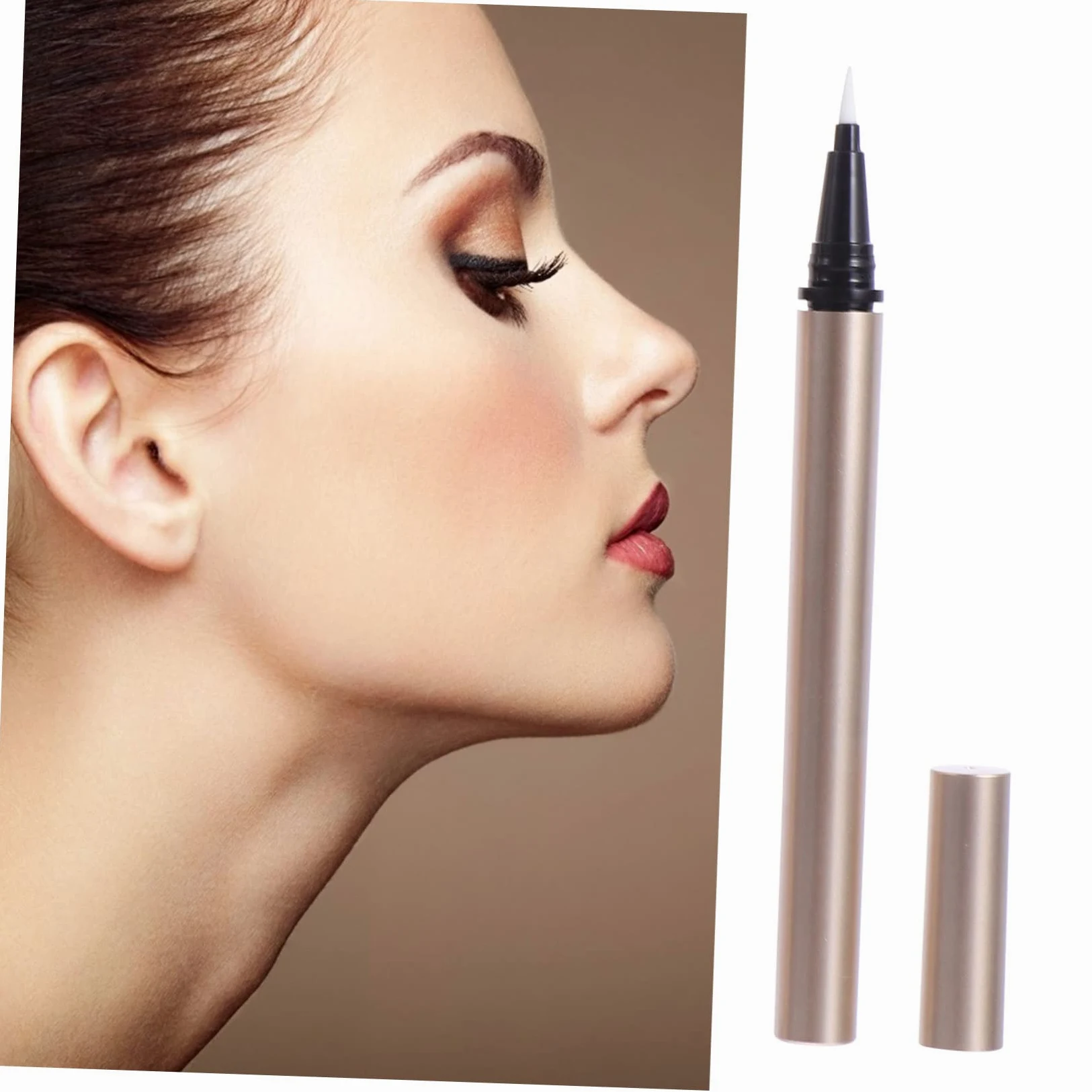 Eyeliner Pen Refillable 1ml in Plastica Oro, Set 5 Pezzi | Tubi Vuoti Ricaricabili, Formato Leggero e Portatile, per Mercati e Grossisti Cosmetici