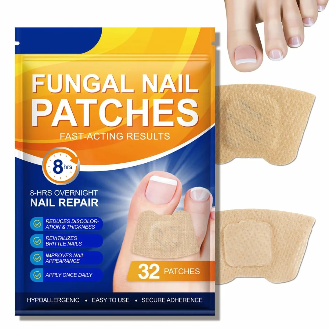 GXGM 32 Pezzi Funghi Unghie Piedi Patch per la Riparazione Delle,Applicabile per Riparazione delle Unghie Divise,Trattamento Fungino Delle Unghie delle Punte,Riduce la Unghie Danneggiate