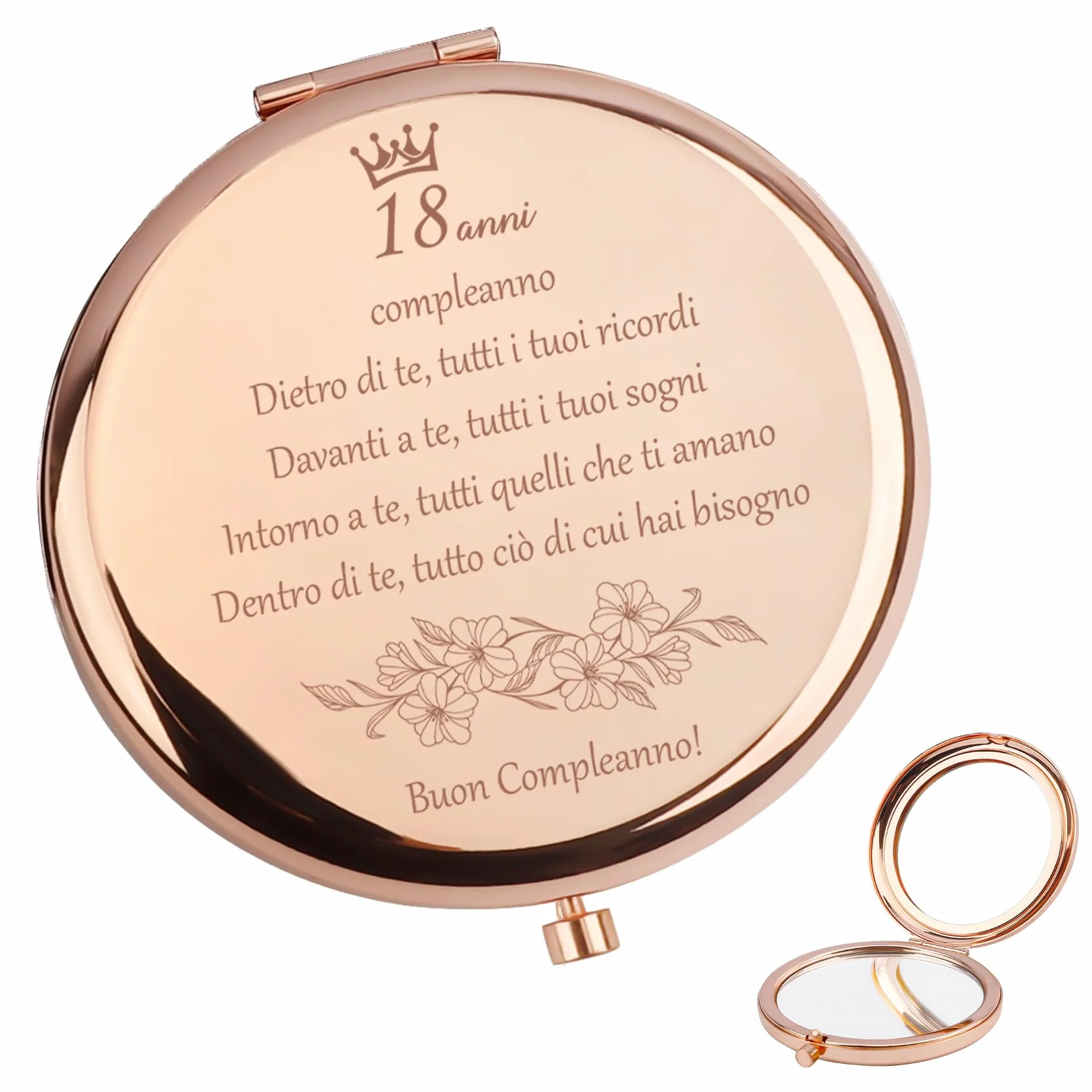 Regalo 18 Anni Ragazza Specchio Trucco Compacta, Idee Regalo Donna Compleanno, Ingranditore x1/x2