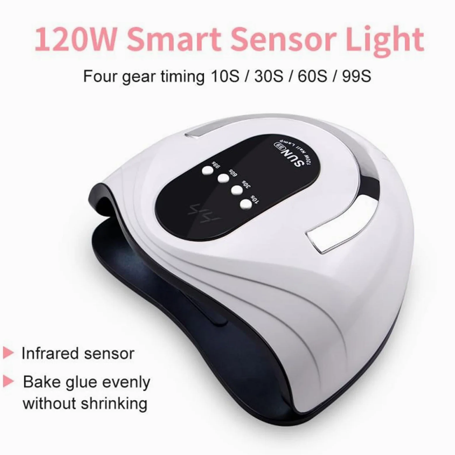 ZYC Lampada UV a LED Asciugatura Rapida 120W Lampada per Unghie Aggiornamento a Quattro tempistiche Lampada per asciugatrice per Unghie a Quattro tempistiche Lampada per Manicure Professionale