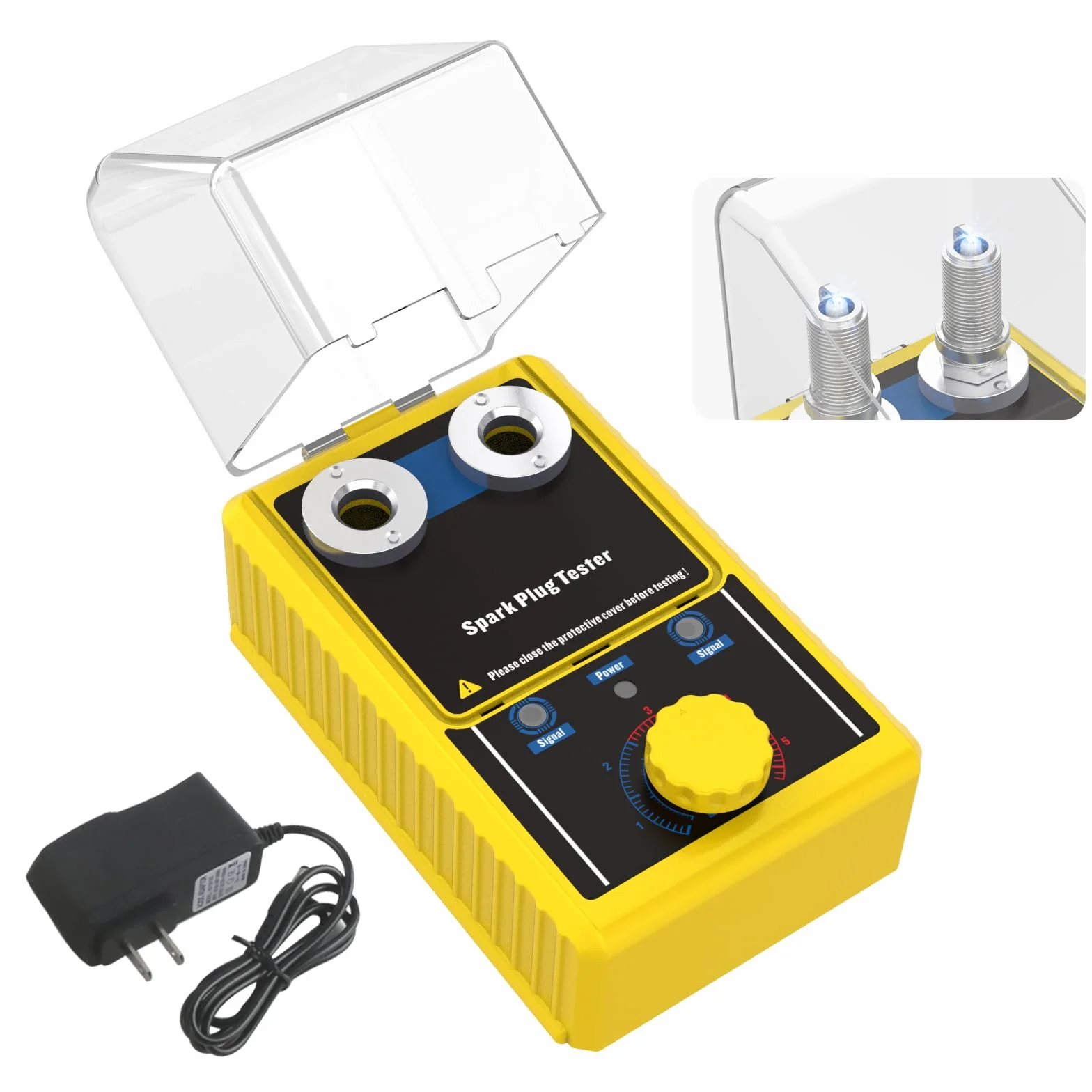 BELEY Tester per Candele Automobilistiche a Doppio Foro, Strumento Tester per Bobine di Accensione a Frequenza Regolabile 0-6000 giri/minuto, 12 V (Giallo)