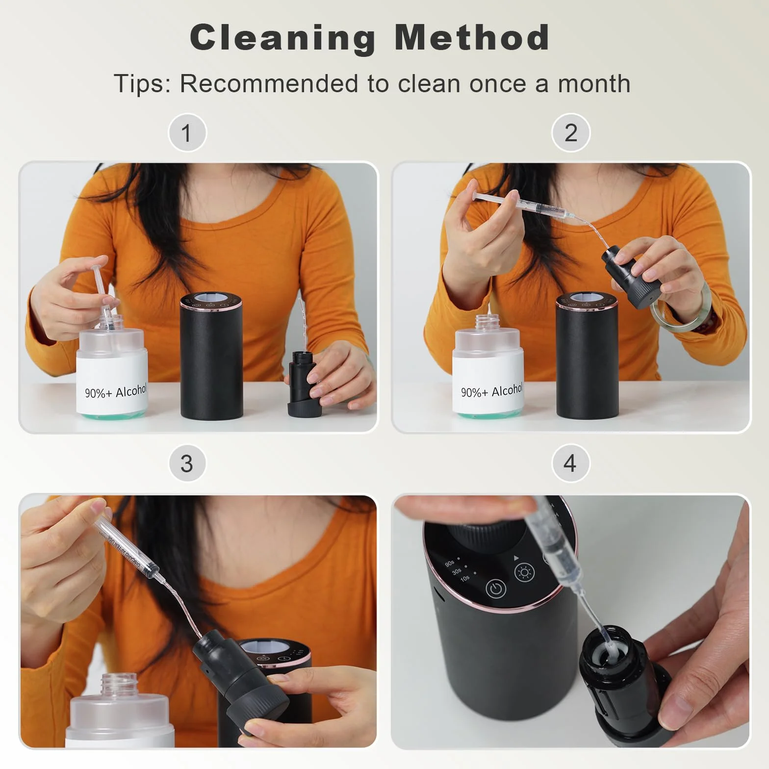 Diffusore oli essenziali per Auto Ufficio Casa Mini Aroma Batteria 4 Timer 3 Livelli Nebbia Argento
