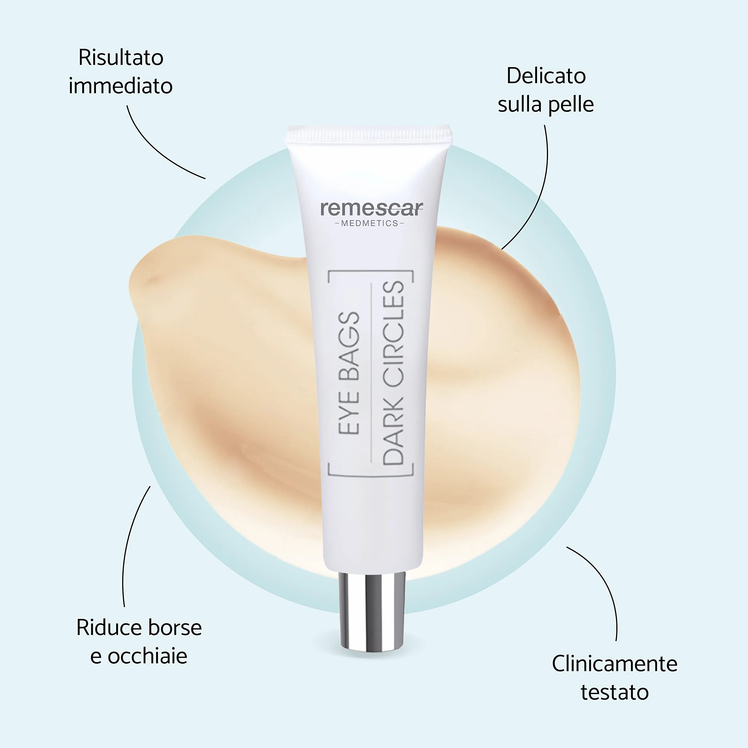 Remescar Crema Borse e Occhiaie 8ml – Trattamento Istantaneo Contorno Occhi – Crema Defaticante Uomo Donna con 180 Applicazioni