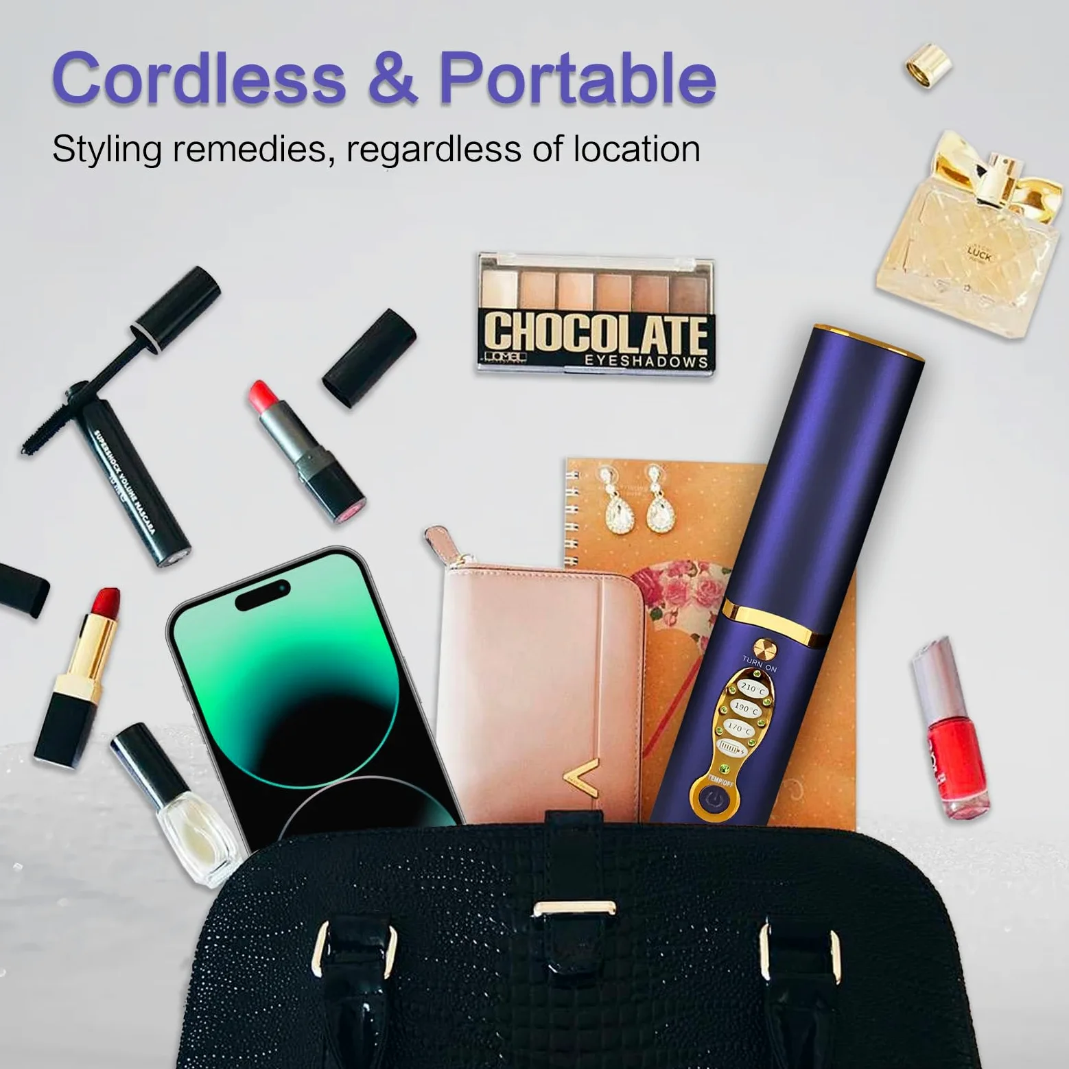 Piastra Capelli Senza Fili con Batteria 5000 mAh, Piastra e Ferro Arricciacapelli 2 in 1, 3D Titanio, Mini Piastra Portatile da Viaggio con Copertura Antiscottatura, Riscaldamento Rapido