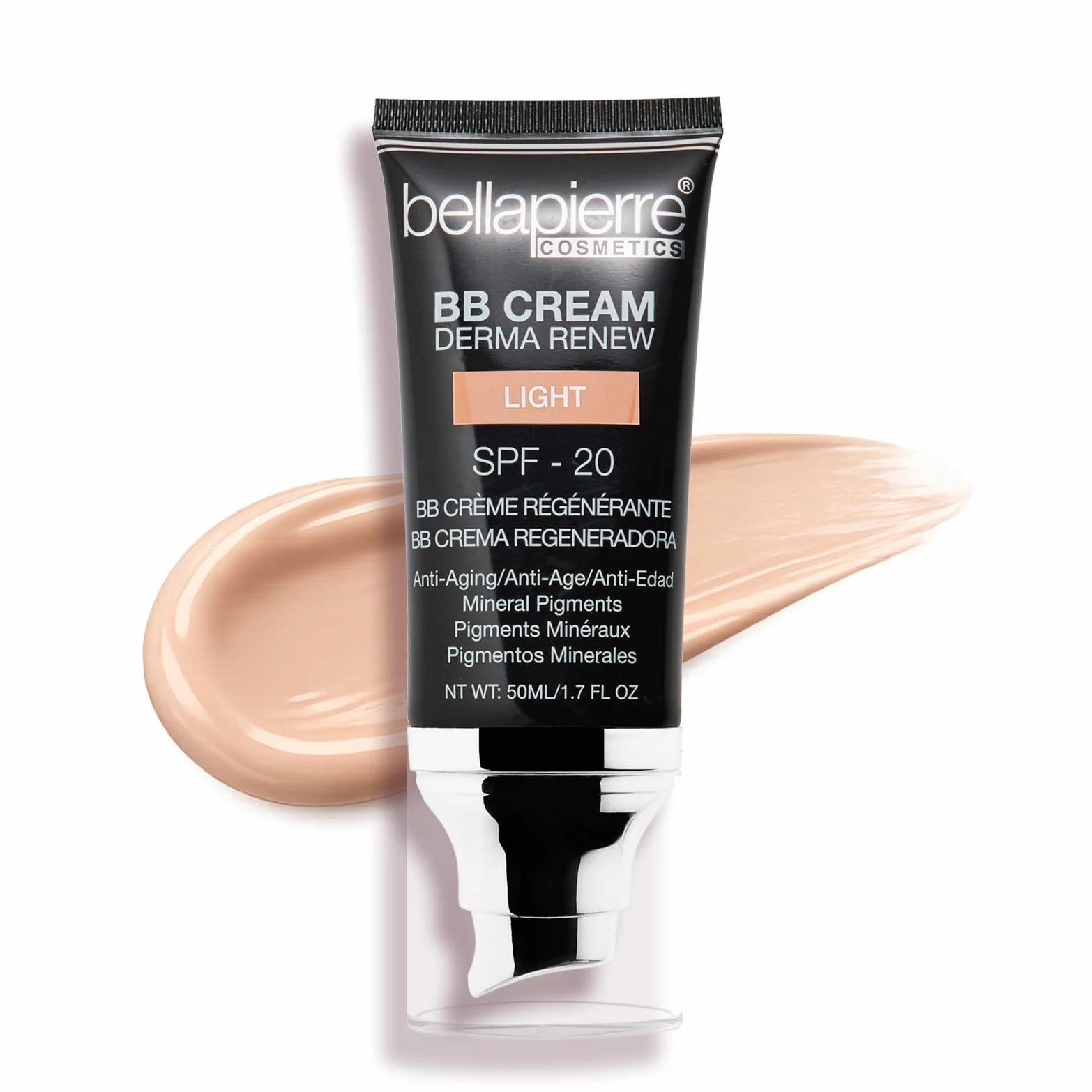 Bellapierre BB Cream con SPF 20, crema idratante colorata e fondotinta leggero, copertura da leggera a media, finitura opaca morbida, senza parabeni, cruelty-free, 50,3 ml - leggera