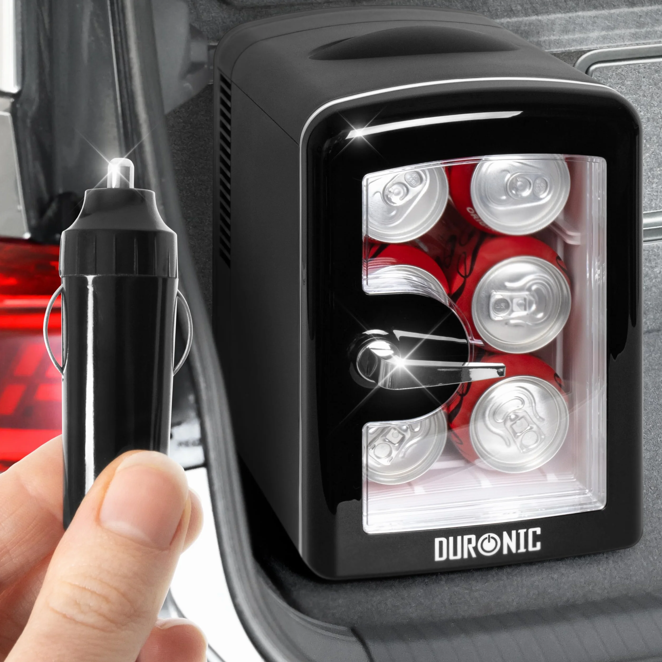 Duronic MFW4 BK Mini Frigo Termoelettrico Portatile 4L per Cosmetici e Bevande, Skincare Cooler, Caldo/Freddo, 6 Lattine, AC/DC 12V Auto e 220V Casa Nero