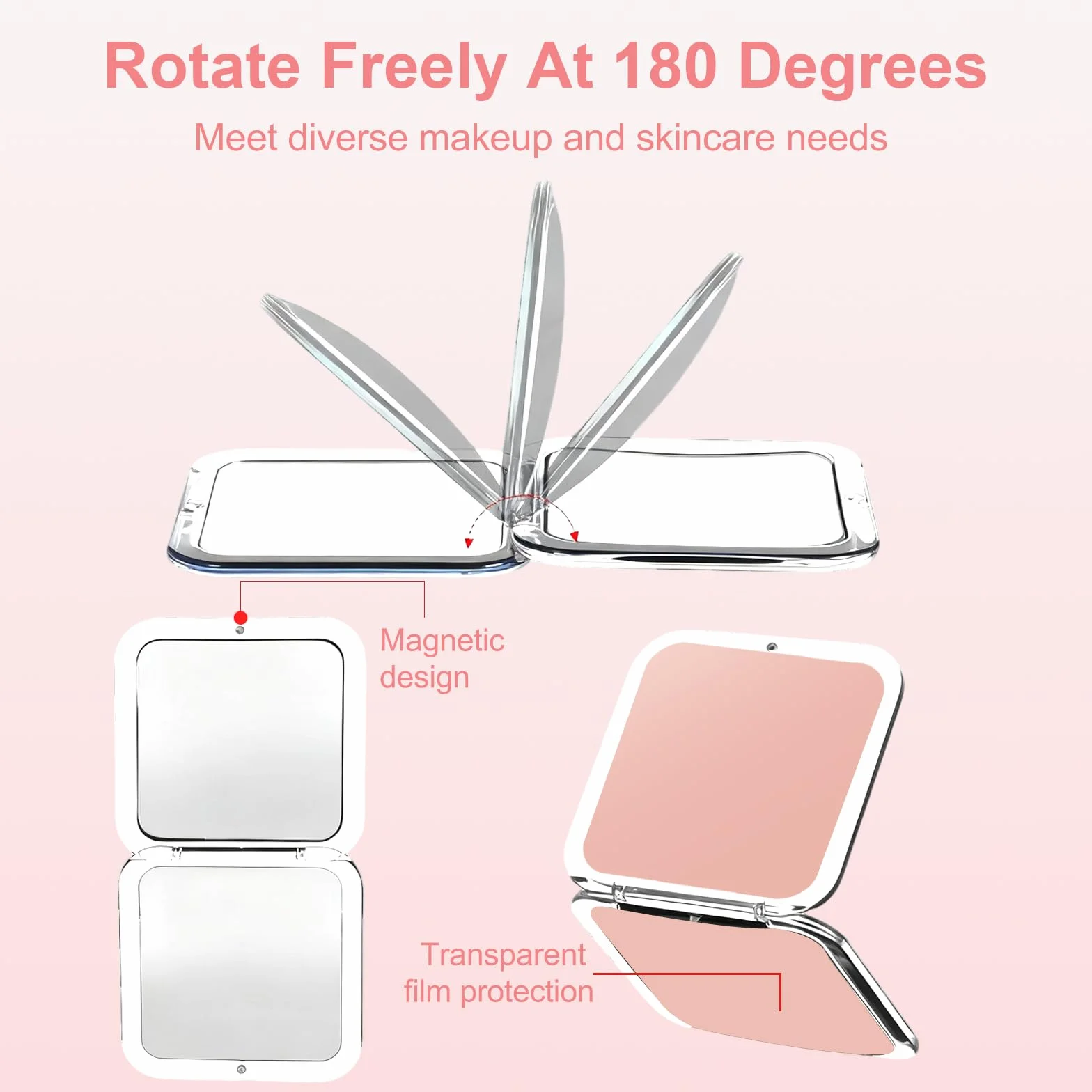 Specchio Ingranditore 30X Doppio Lato Portatile 8.5x8.5cm Pieghevole con Pinzette per Trucco
