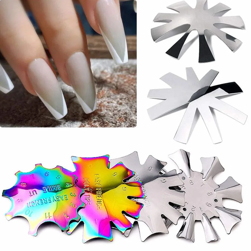 5Pcs French Smile Line Nail Art Gel Acrylic Cutter Tool Acciaio Inossidabile Manicure Trimmer per Bordi