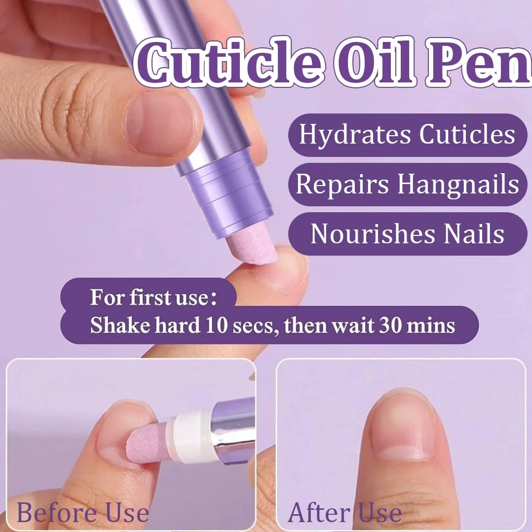 YAYNO 2 Pezzi Penna Con Olio Per Cuticole Penna 3 In 1 Per La Cura Delle Unghie Penne liquide per rimozione cuticole con corpo girevole Penne Con Punta In Ceramica Per Spingere Le Cuticole