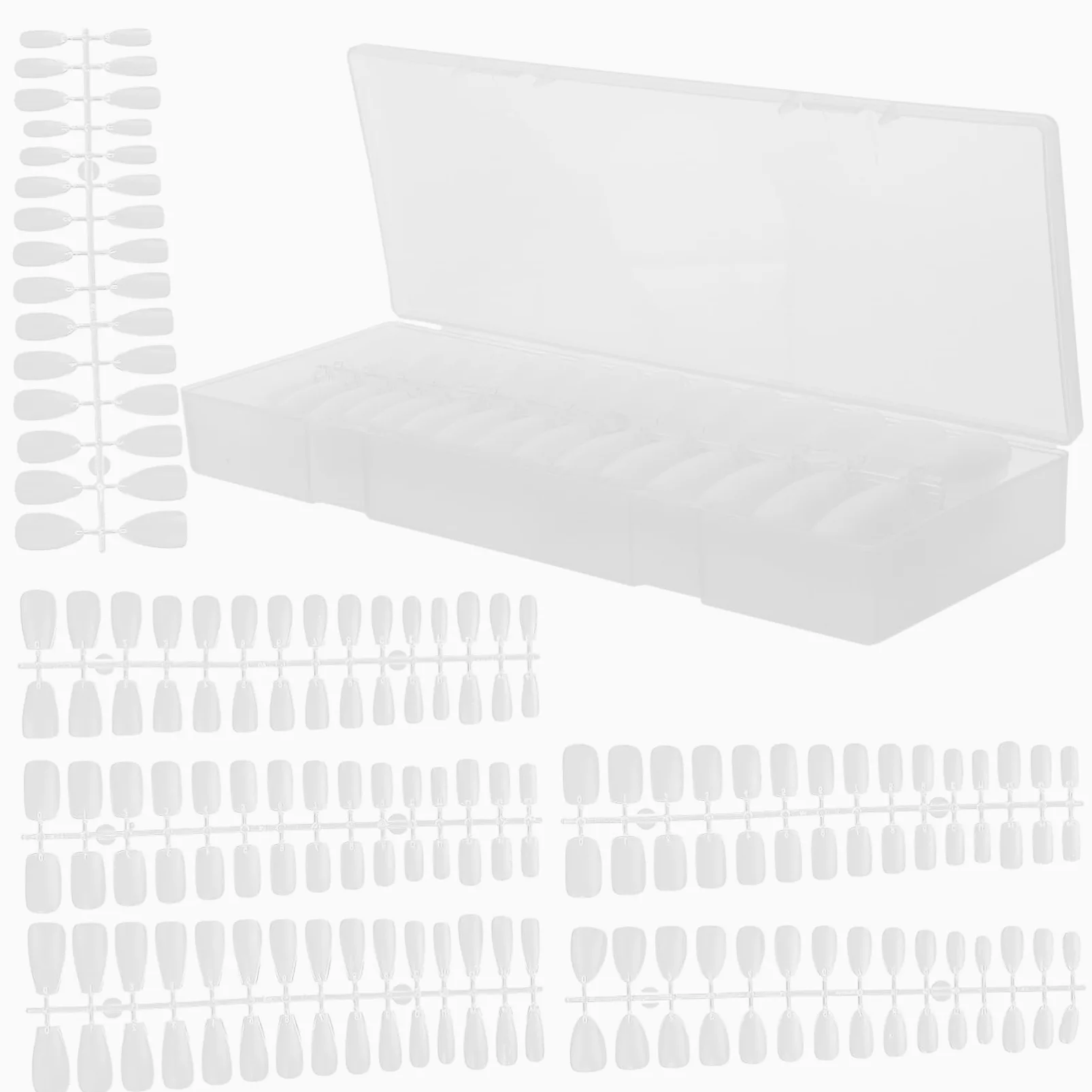 FRCOLOR 900pezzi Unghie Trasparenti Copertura Ultra Decorazioni Pratiche Per Manicure Facili Applicare e Riutilizzabili Per Nail Ricostruzione Unghie