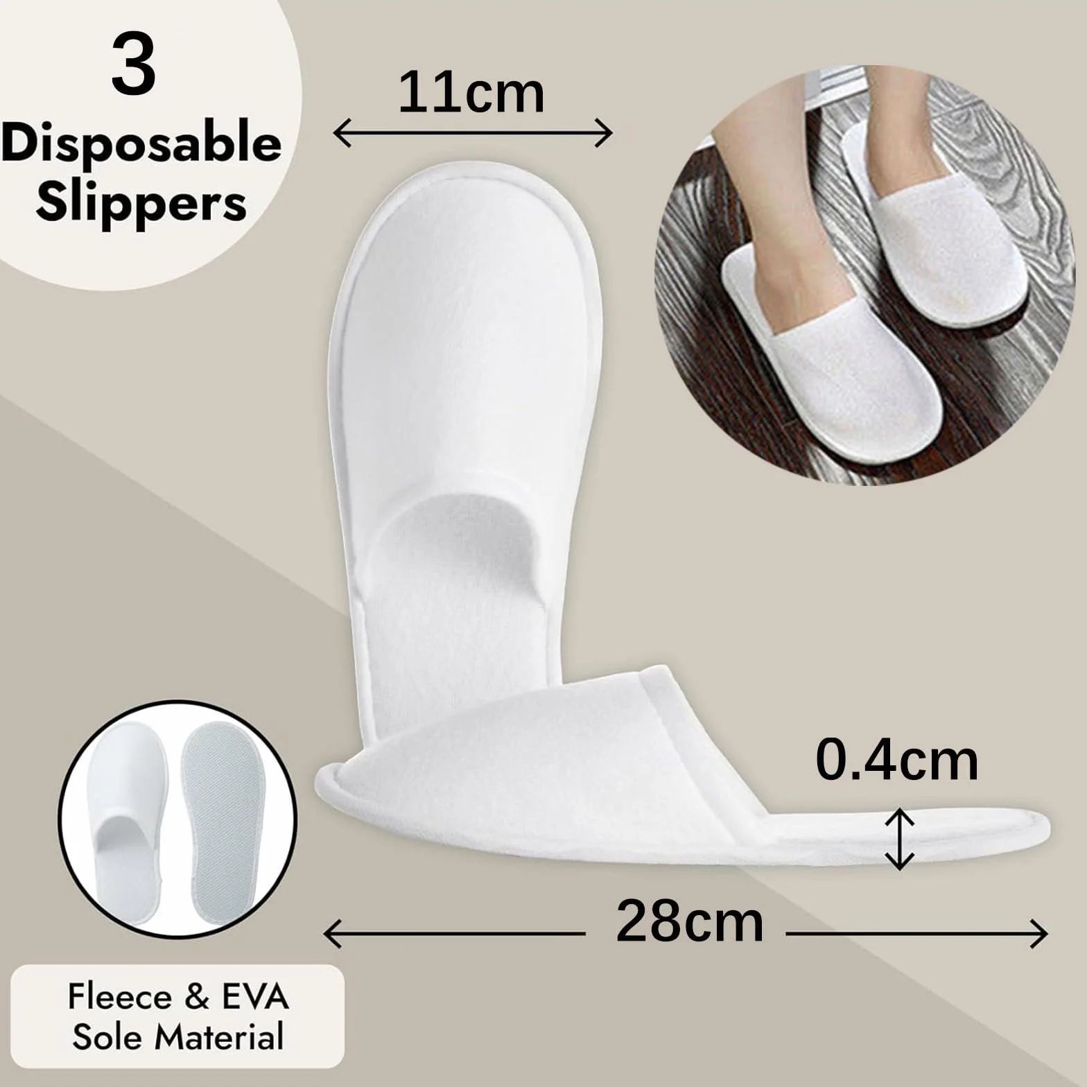 Comioke Pantofolea e Getta Antiscivolo, Pantofole Chiuse, Pantofole in Spugna Premium, Ciabatte Monouso per Hotel, Spa, Casa, Viaggi, Unisex, Lavabili, Misura Universale, 4 Paia