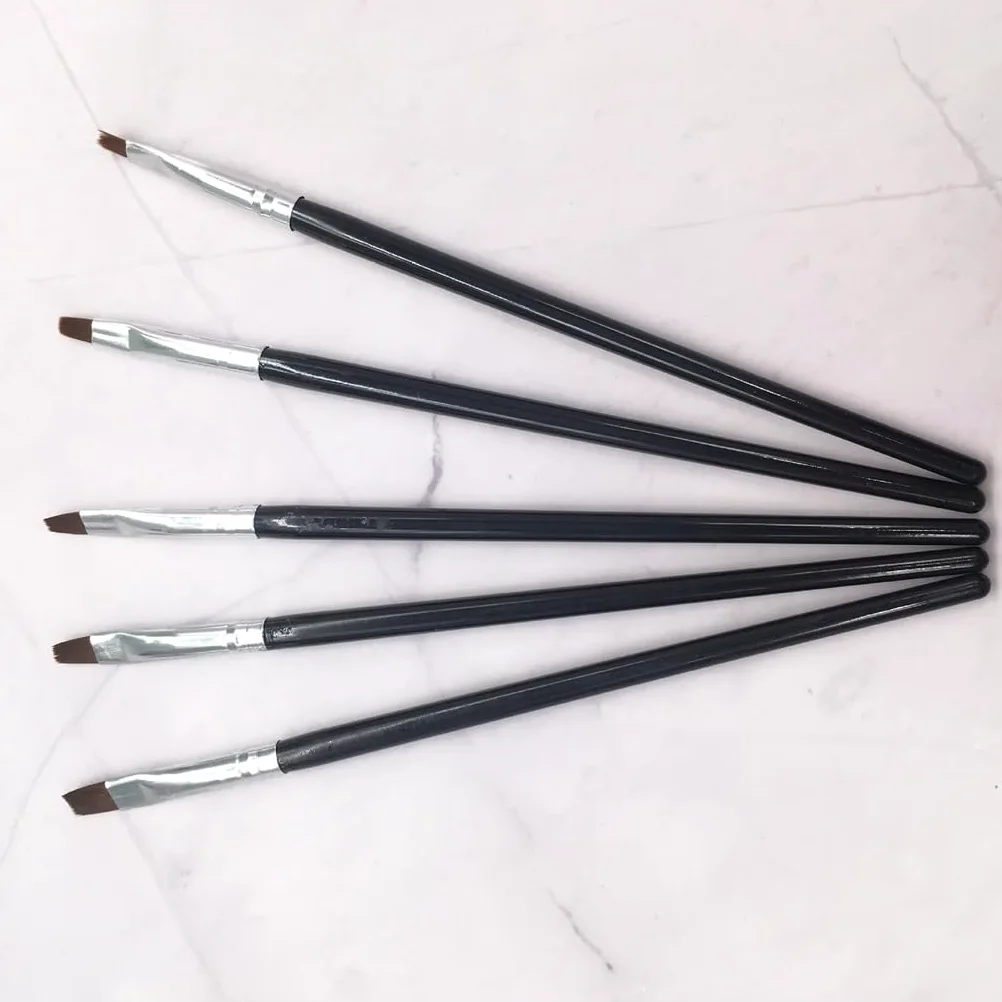 Set di 5 pennelli per manicure, colore nero, per unghie
