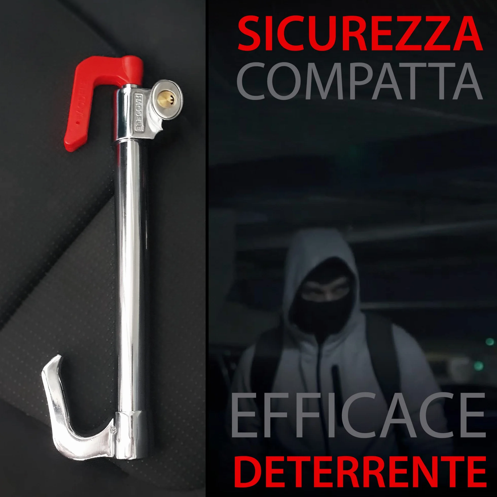 KRASER KR837 Antifurto Auto Blocca Sterzo Pedale Alta Sicurezza Compatta Gancio Telescopico
