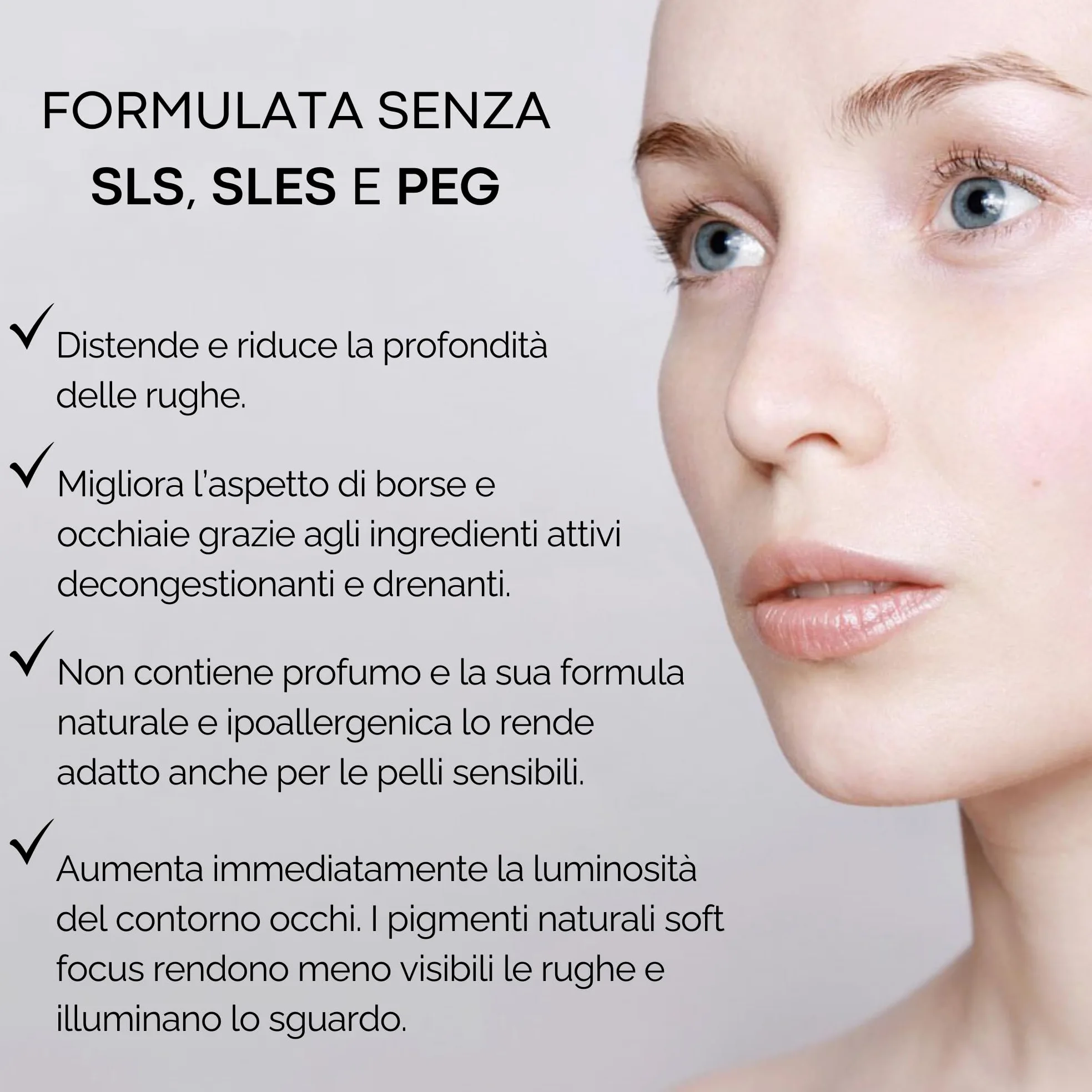 URBANIC Crema Contorno Occhi Antirughe, Caffeina e Centella Asiatica Eye Lift, Contorno Occhi Occhiaie e Borse 15 ml di prodotto, Schiarente Senza SLS, SLES e PEG
