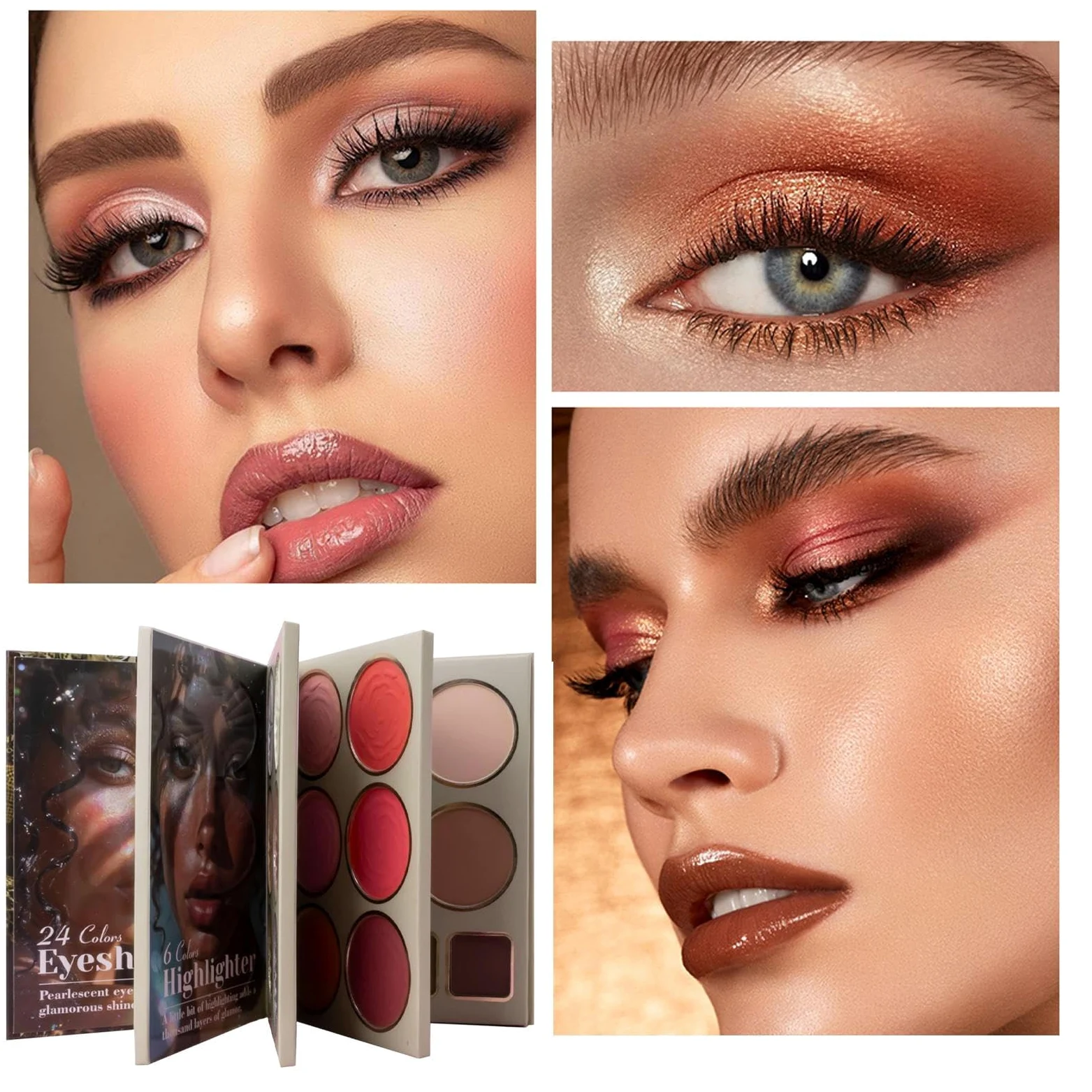 Palette di trucco, 4 illuminanti miscelabili, set cosmetico, palette di ombretti pigmentati, per donne e ragazze, per tutti i tipi di pelle, compleanni, Natale, feste, appuntamenti