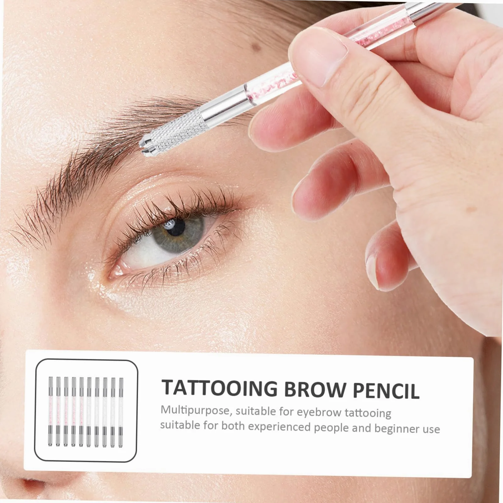 Penna Microblading Sopracciglia Doppia Punta Abs 10 Pezzi | Aspetto Elegante, Effetto Naturale, per Tatuaggio Sopracciglia, Adatta a Principianti ed Esperti