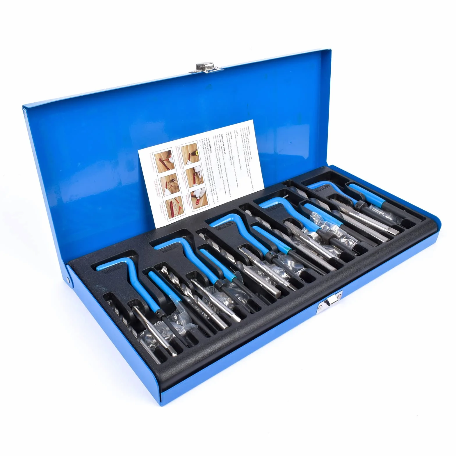 Bisenya Kit riparazione filettatura 131 pezzi M5 M6 M8 M10 M12 blu