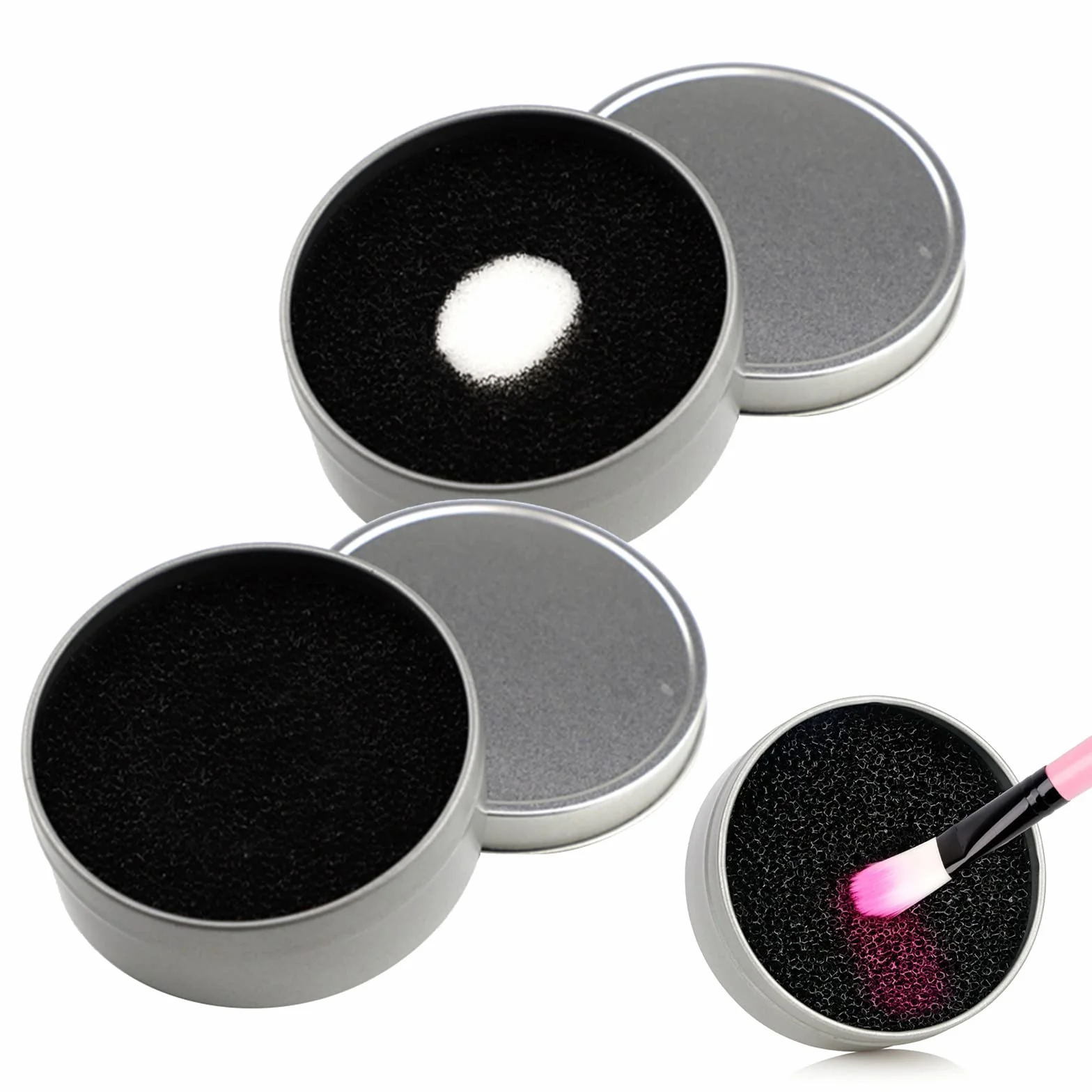 Scatola per la Pulizia di Pennelli per Spugne,Detergente per Pennelli per Trucco,Spugna Cosmetica di Pulizia Della Spazzola + Scatola Asciutta di Pulizia Della Spazzola di Separazione Umida,2 Pezzi