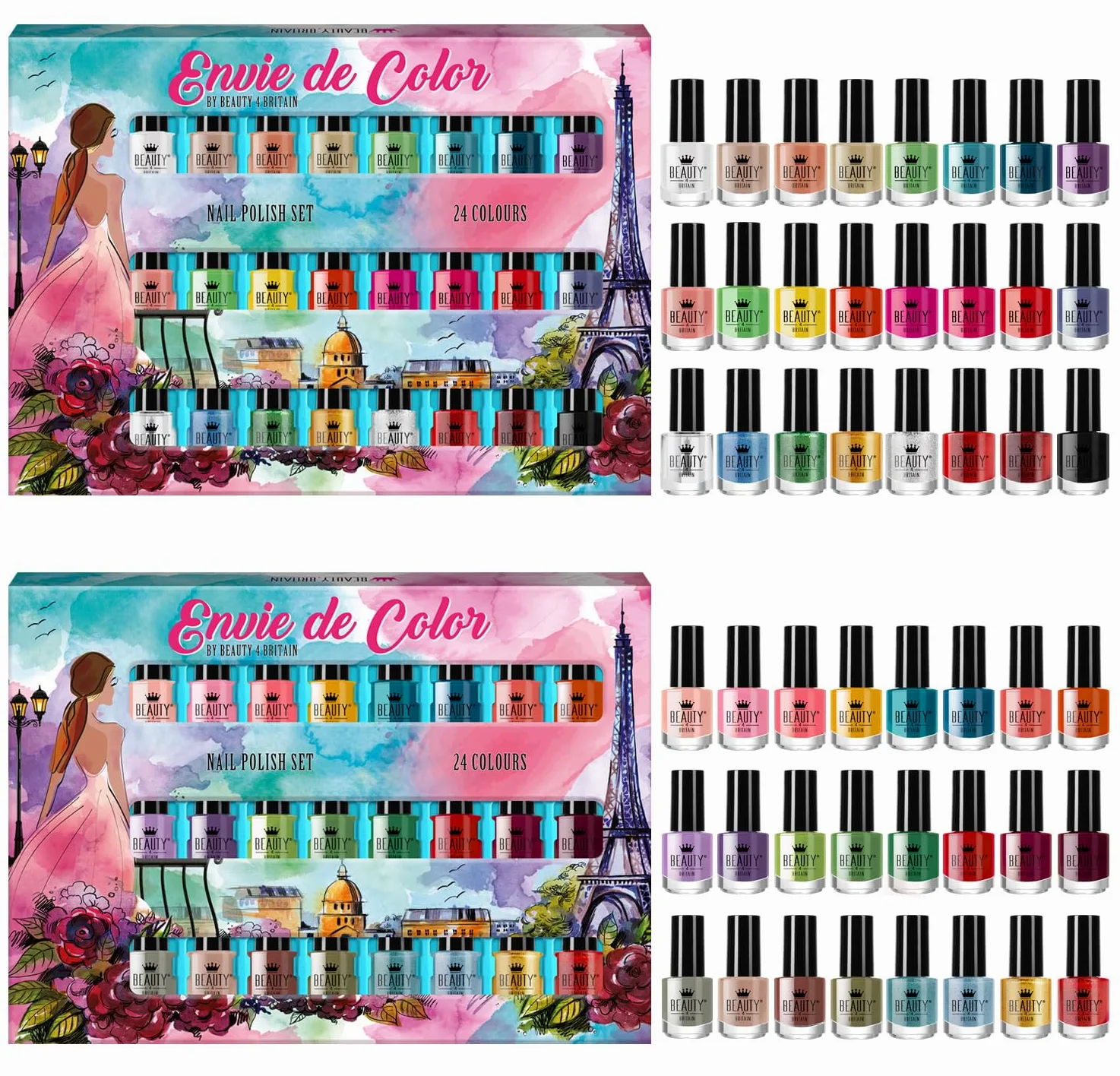Set di 48 Smalti Per Unghie 48 Colori Diversi Moderna Bottiglia Regalo Perfetto 5ml (A+B)