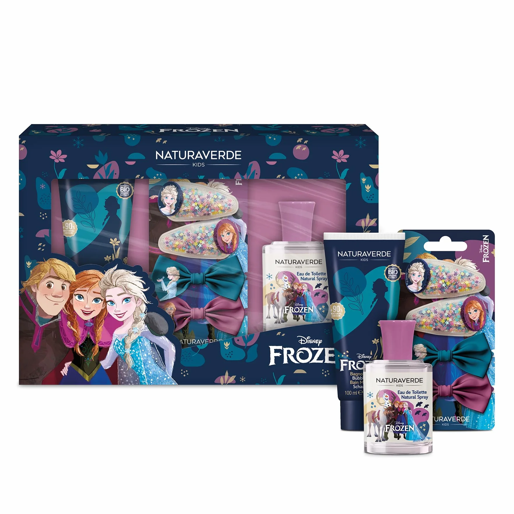 FROZEN | Frozen Gift Set, Profumo 30ml + Bagnoschiuma 100ml + Mollette Glitter - Set Elegante e Divertente per la Cura dei Più Piccoli