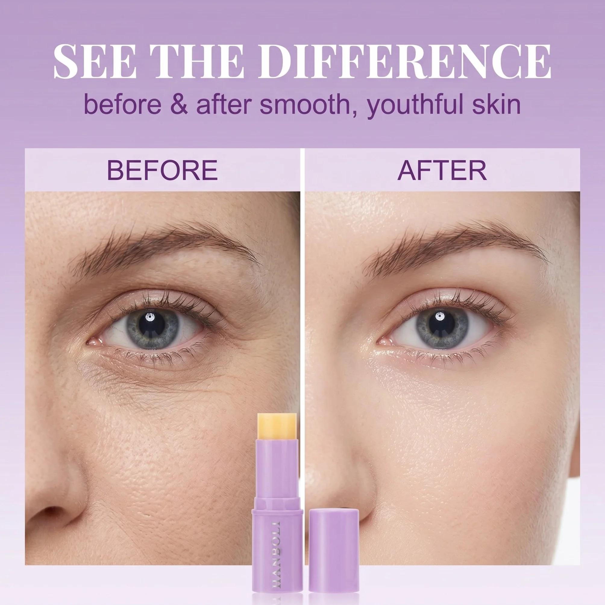 Stick Coreano Viso Antirughe con Collagene e Calcio, Balsamo Multiuso Idratante per Contorno Occhi, Viso e Collo, Peptide Eye Serum Stick per Tutti i Tipi di Pelle, 1 Pezzo