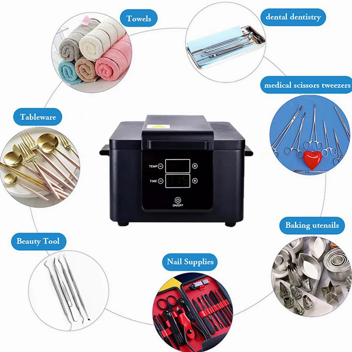 Sterilizzatore Ad Alta Temperatura Da 200 ℃ Con Timer, Sterilizzatore Per Utensili Per Unghie, Sterilizzatore A Calore Secco Da 2,6 L, Per Uso Medico,Dentistico,Tatuaggi,Salone Per Manicure,White