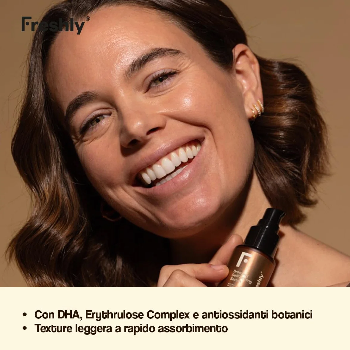 Freshly Cosmetics | Bronzing Self-Tanning Serum | Autoabbronzante Viso Naturale | 30 ml | Siero Viso per Abbronzatura Graduale e Uniforme