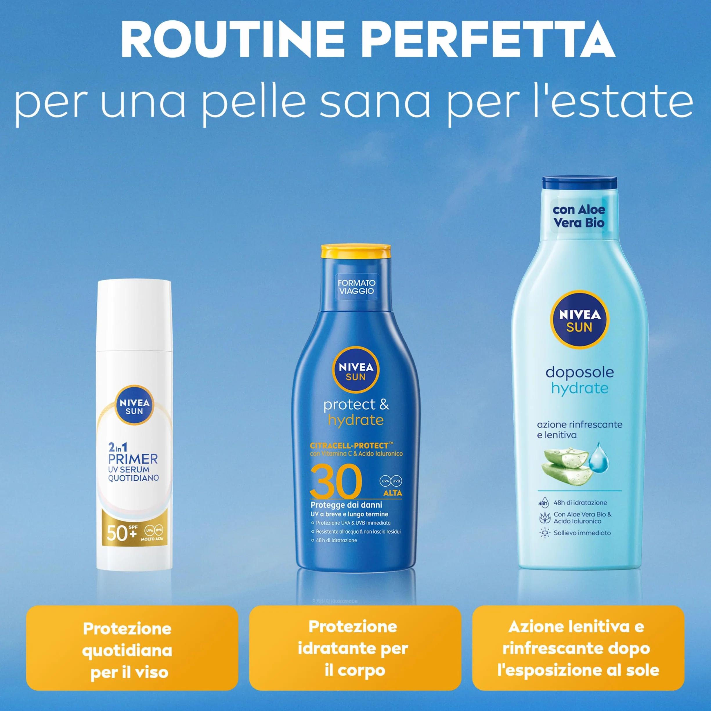 NIVEA SUN Protect & Hydrate SPF 30 Crema Solare 100 ml Idratante 48h Resistente All'Acqua Vitamina C Acido Ialuronico