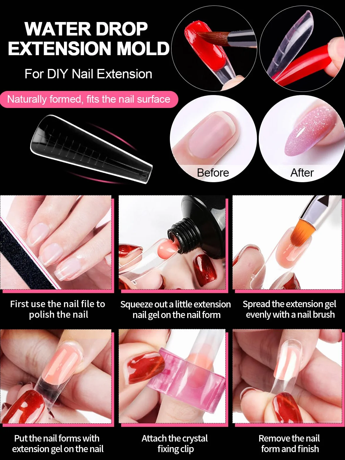 TOROKOM 150 Forme 15 Misure Doppie per Poly Gel - Stampini Professionali per Estensioni Rapide, Ideali per Nail Art in Salon & Fai da Te