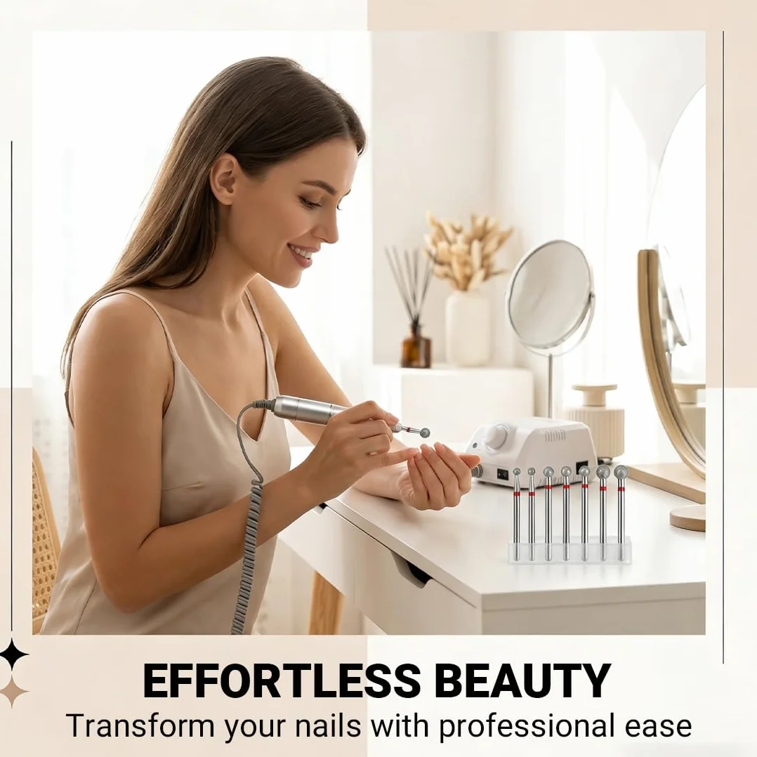Punze Trapano Per Unghie Pulizia Cuticole 6 Pezzi Punta A Sfera Professionale Lima Manicure Pedicure Tool