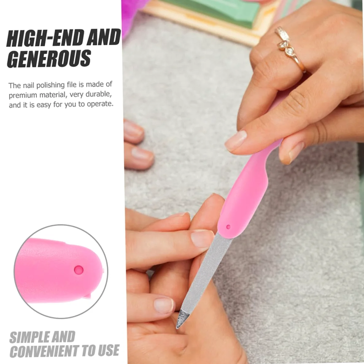 Set di 8 Lime Unghie Pieghevoli in Metallo Rosa per Manicure e Cura Unghie, Design Elegante in Abs, Adatte per Uso Domestico e Saloni di Bellezza