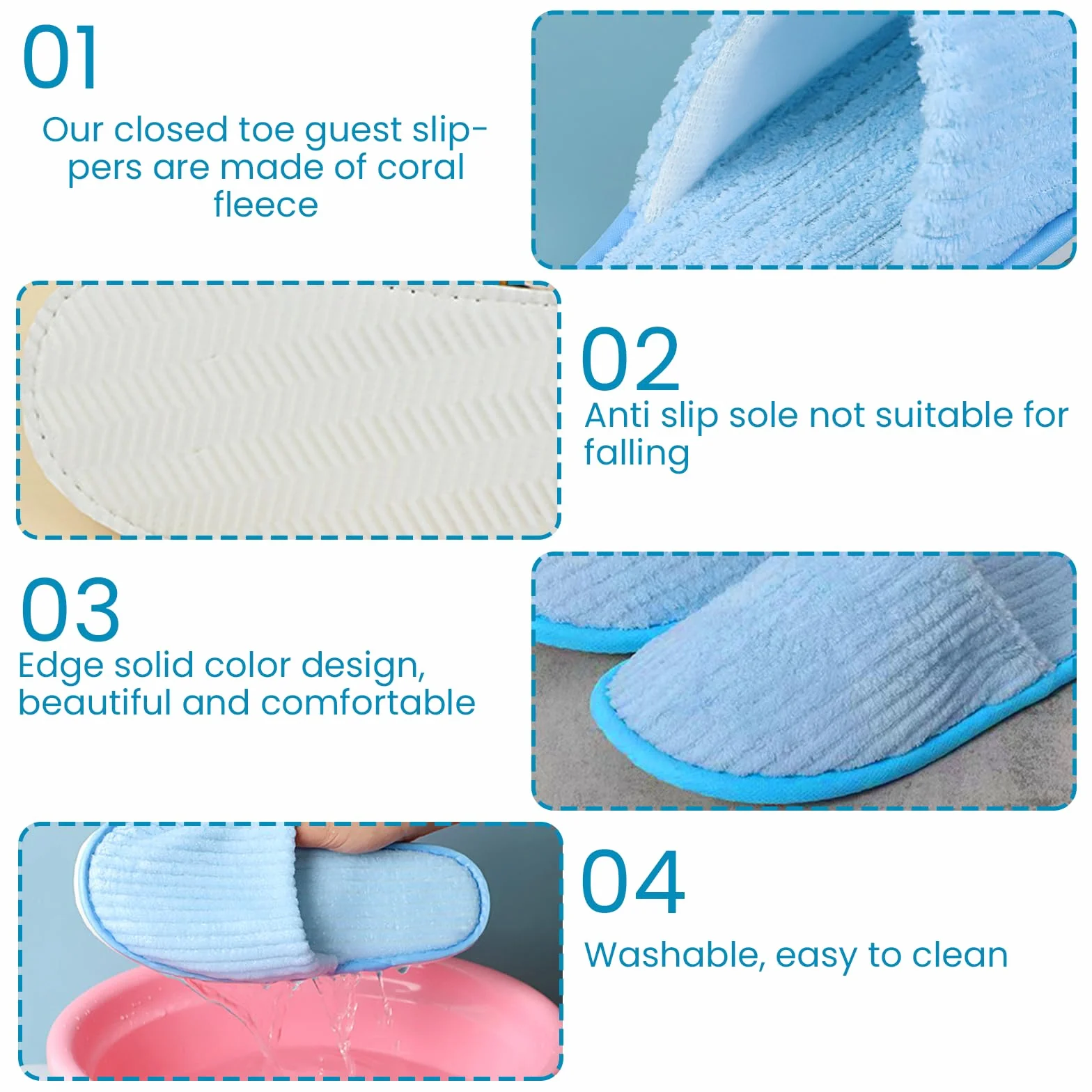 Pantofole per ospiti e hotel 6 paia spugna antiscivolo tessuto corallo 28x11 cm Rosa