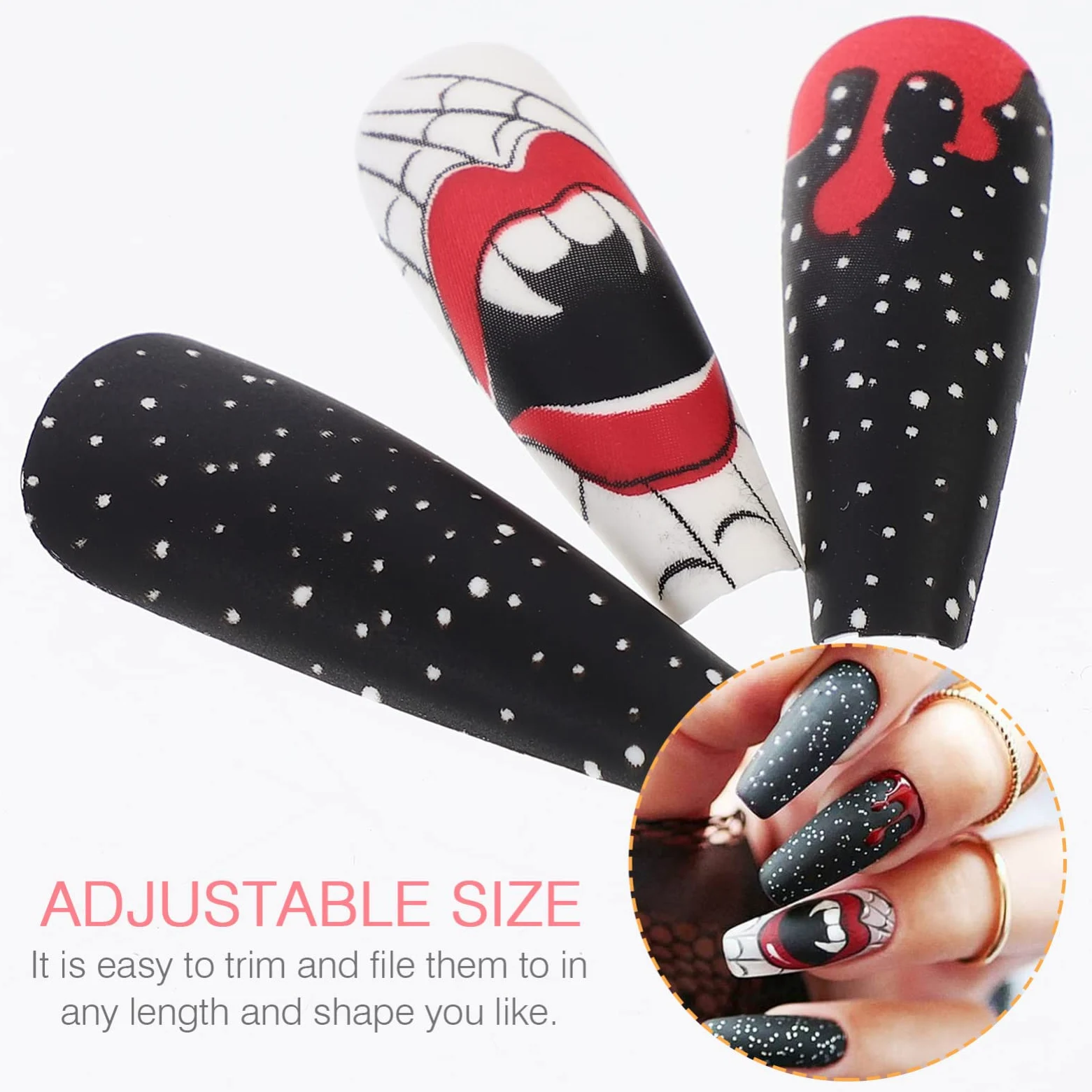 LALAFINA 240 Pz unghie finte fake nails decorazioni unghie decorazioni per unghie nail art manicure unghie decorazioni decorazione unghie Halloween plastica