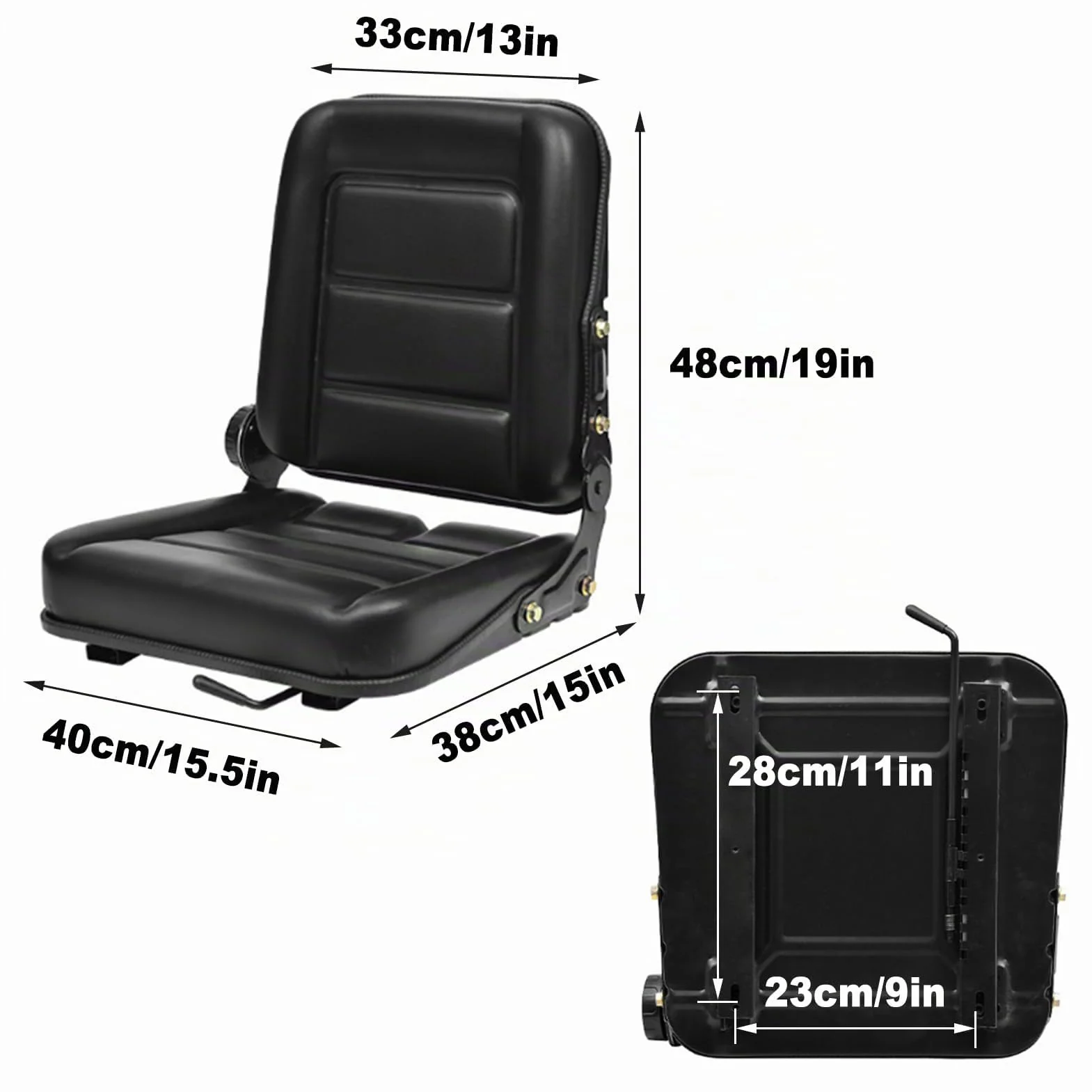 Sedile Universale per Carrelli Elevatori con Schienale Regolabile, Micro Interruttore, Guida Scorrevole, Similpelle