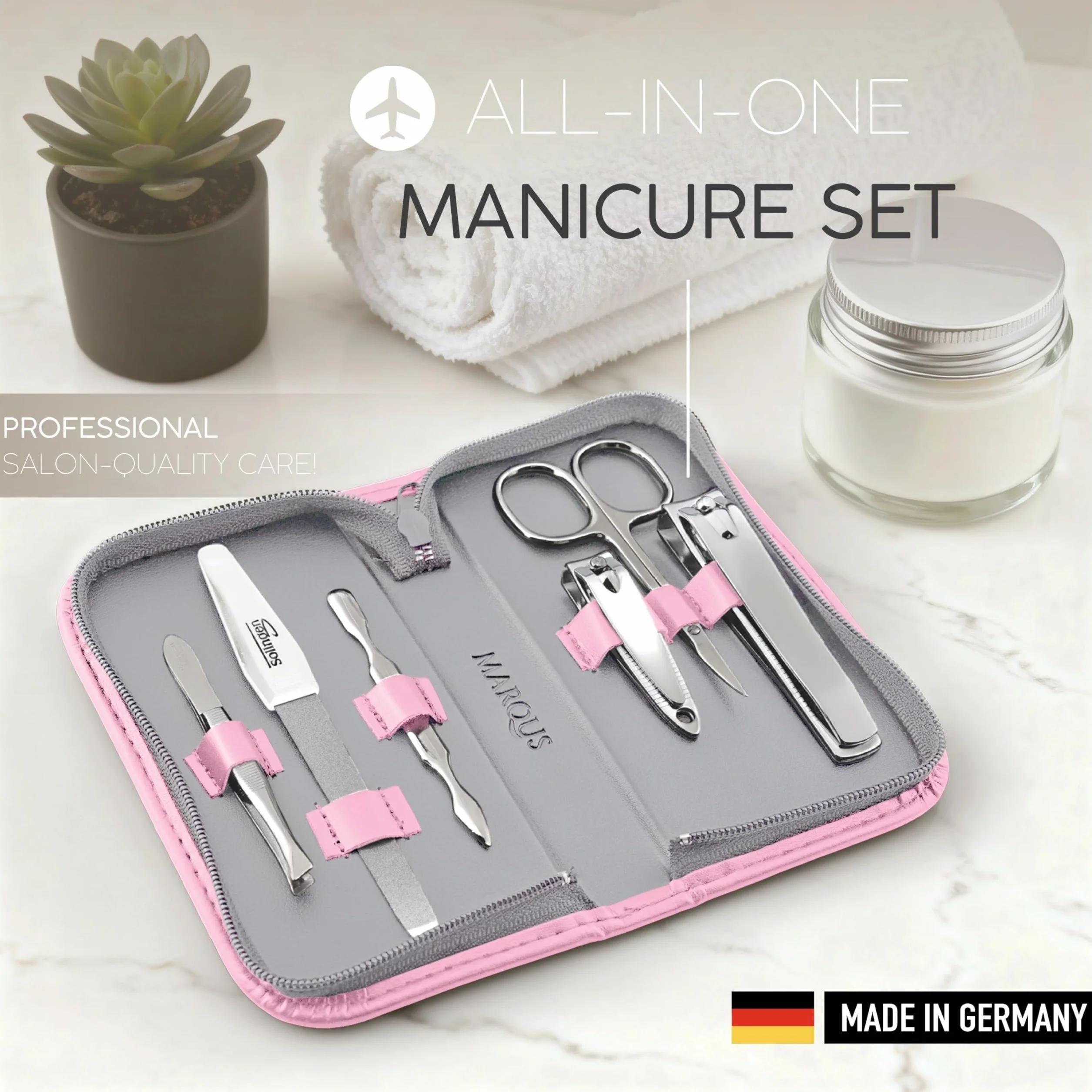 Solingen Set per Manicure da 6 Pezzi Professionale Forbicine Strumenti Mani Piedi Custodia Viaggio