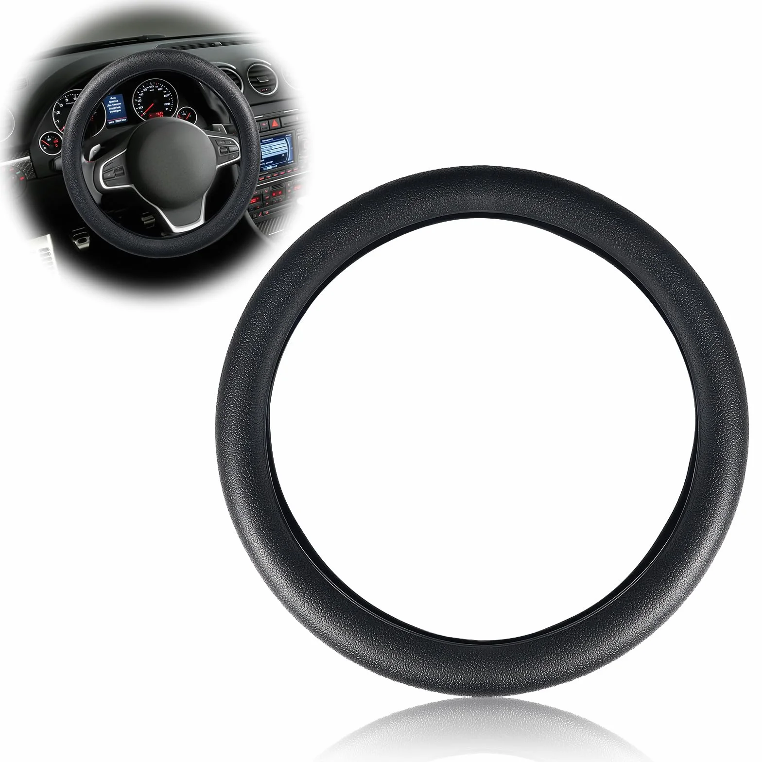 Coprivolante Auto Universale in Silicone Antiscivolo 33-42 cm, Housse Protettiva per Auto SUV Camion – Nero