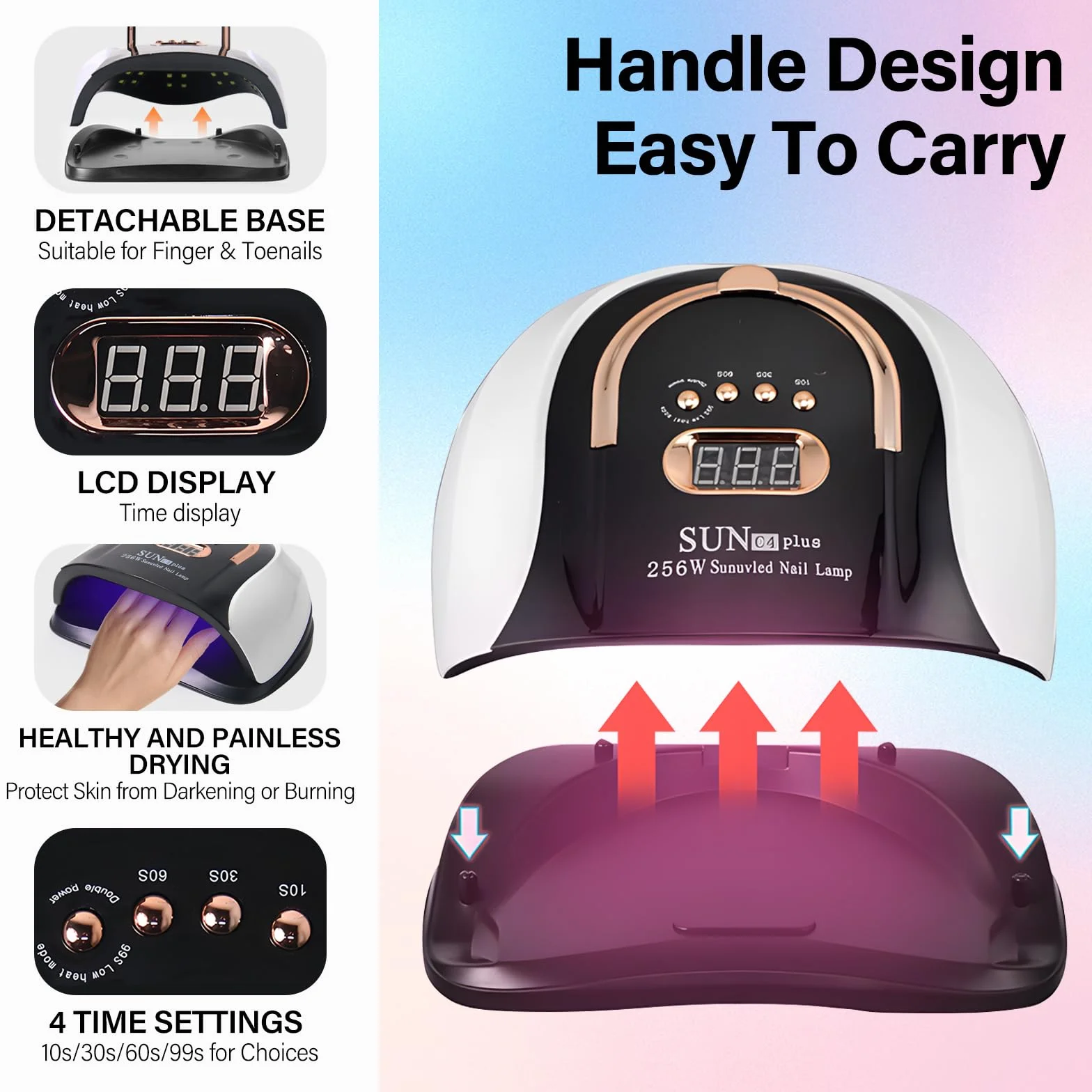 256W Lampada Profesional Unghie LED UV, Asciugatrice per Gel con 4 Impostazioni Timer e Sensore Automatico, Asciuga Smalto con 57 Perline Luminose & Display LCD per Manicure e Pedicure