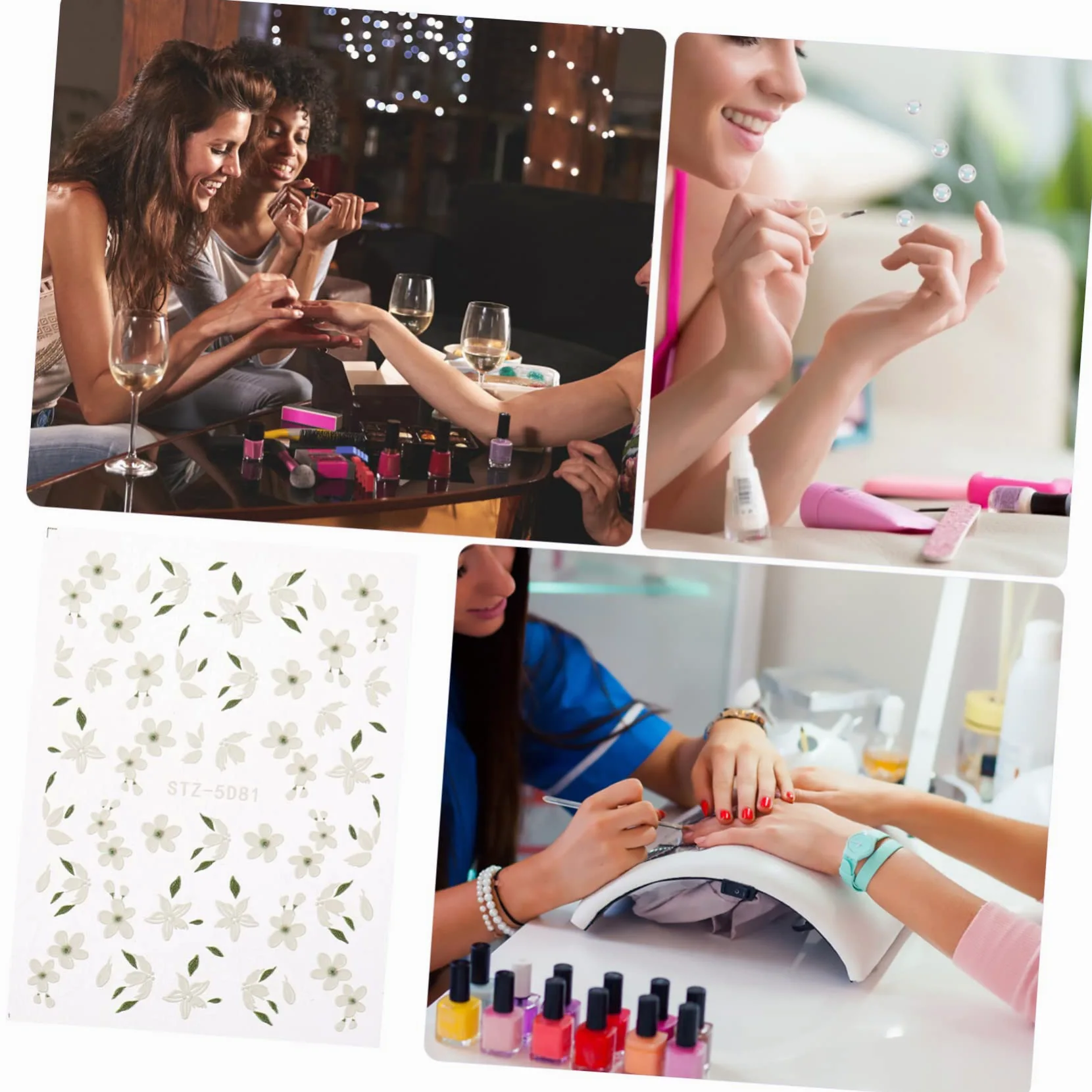 VICASKY 5 Set Decalcomanie Per Unghie Arte Etichetta Decalcomanie Per Le Nail Art Carino Adesivo Per Unghie Di Fiori Adesivo Per Unghie Fiore Resina 3 Fogli*5