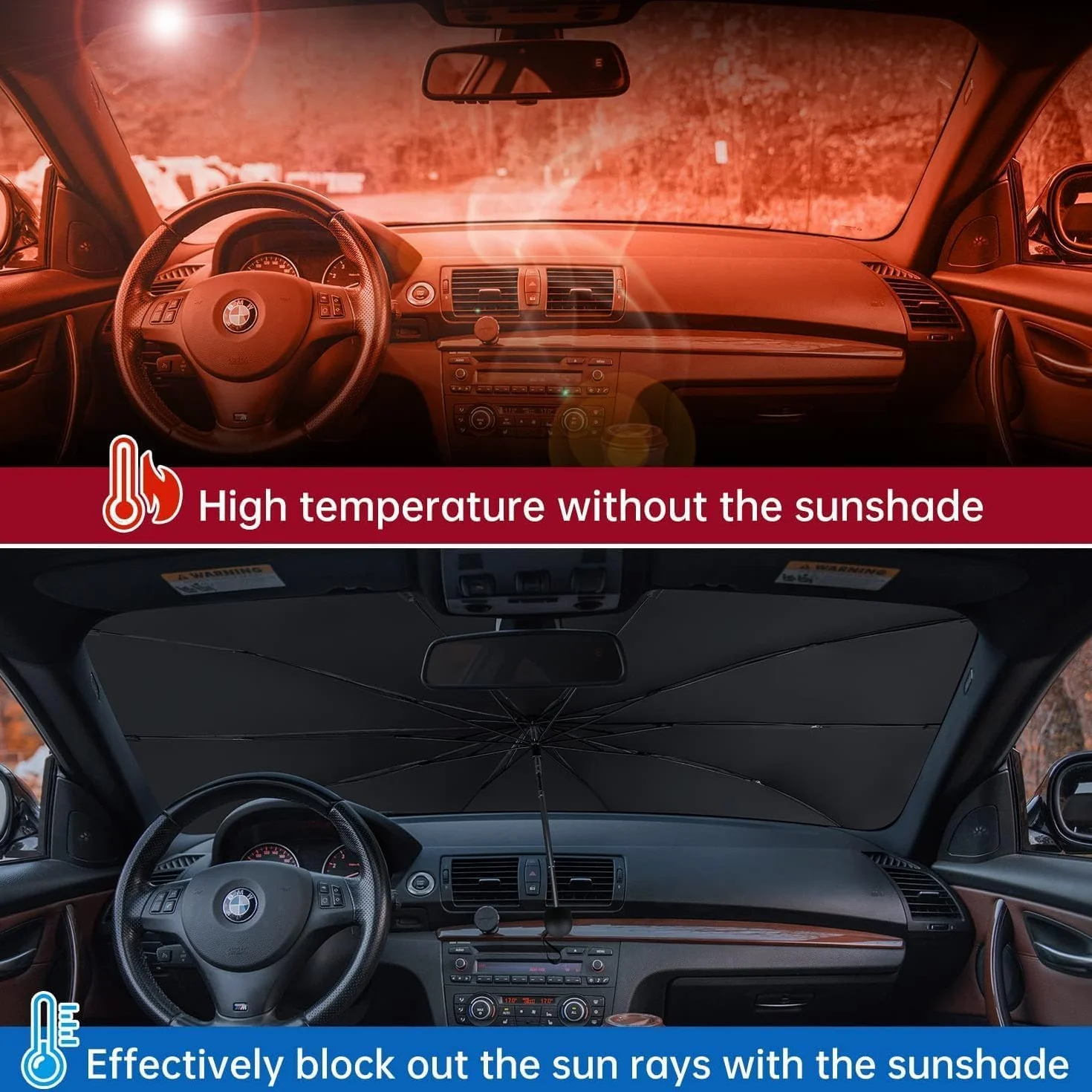 SQUADO Ombrello Parasole Auto Pieghevole Protegge Cruscotto Copriparabrezza Raggi UV Anti Caldo Universale