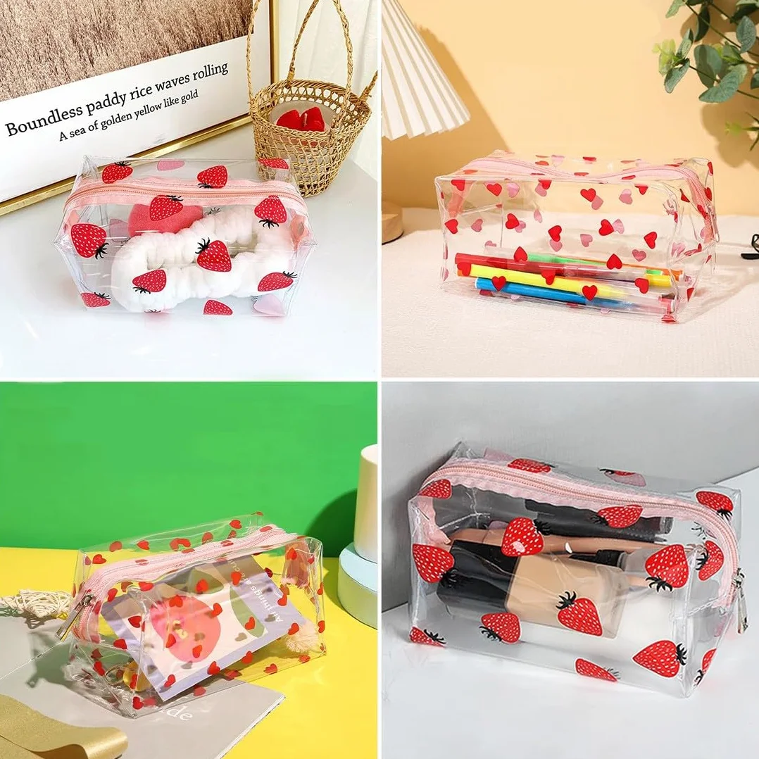 2 Pezzi Beauty Case Trasparente, Beauty Case da Viaggio Borse da Toilette Sacche Trasparenti da Aereo Trousse Trucchi con Cerniera Kit Viaggio Makeup Bag per Cosmetici Donna Uomo