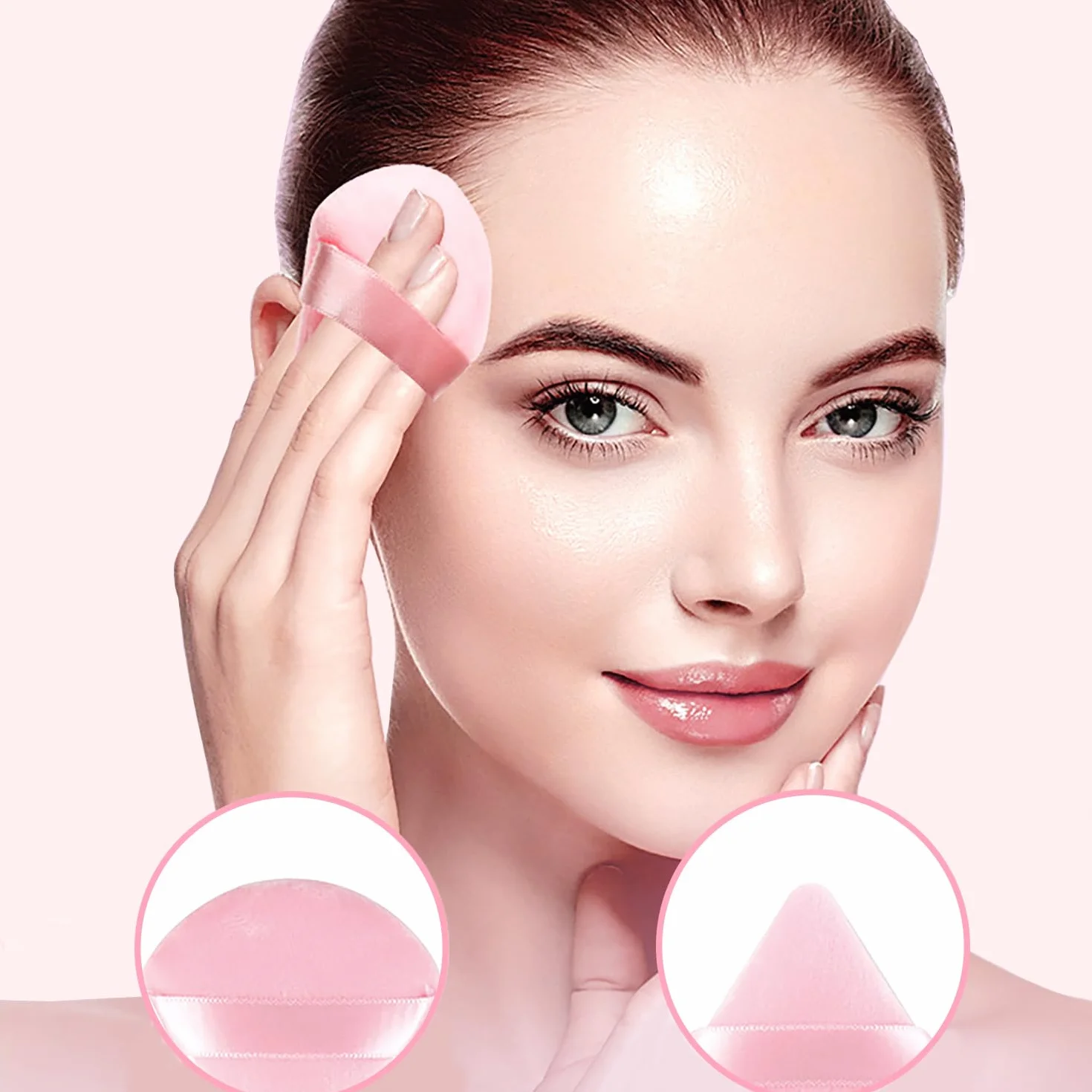 Puff Triangolo Spugna da Trucco per Viso Cipria Fard Fondotinta Strumenti Wet And Dry 8 Pezzi (Nero e Rosa)