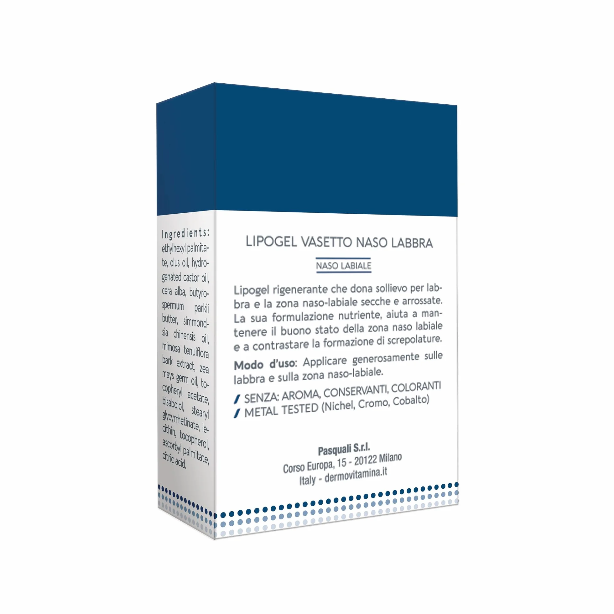 Dermovitamina Ragadi Naso Labbra - Lipogel per Naso e Lembi Screpolati - Balsamo Labbra Riparatore - Idrata e Nutre in Profondità - Formula Delicata Senza Aroma - 8 ml