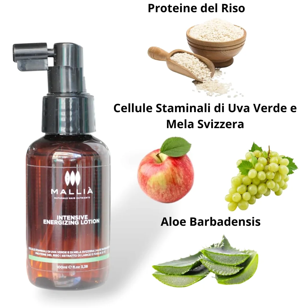 Mallià Lozione Anticaduta Energizzante, Stimolante Ricrescita, 100 ml
