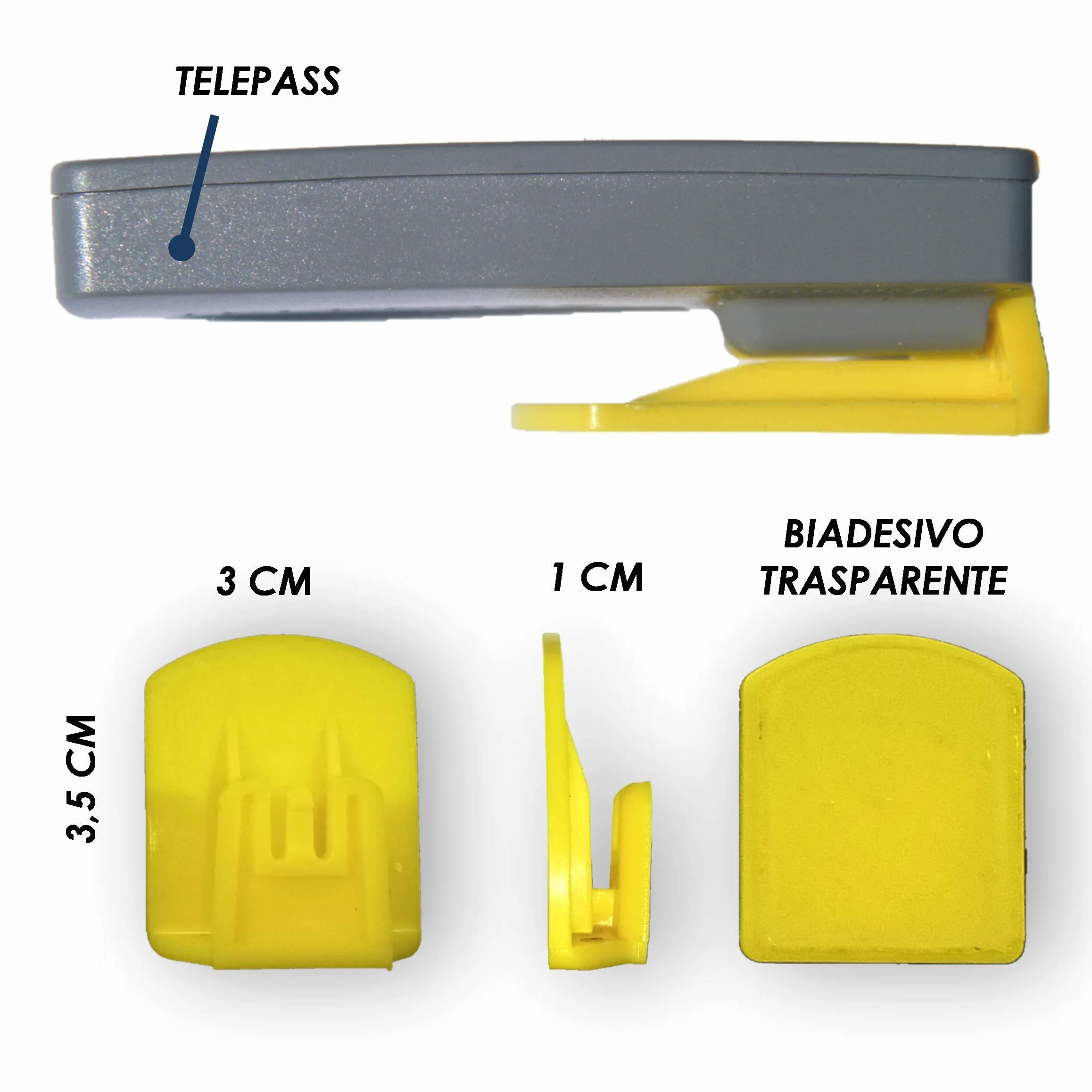Set 5 Pezzi Supporto Telepedaggio Auto Compatibile Telepass MooneyGo Clip Universale Parabrezza Cruscotto Fissaggio Rimovibile Antiscivolo - 6 Colori (Giallo)