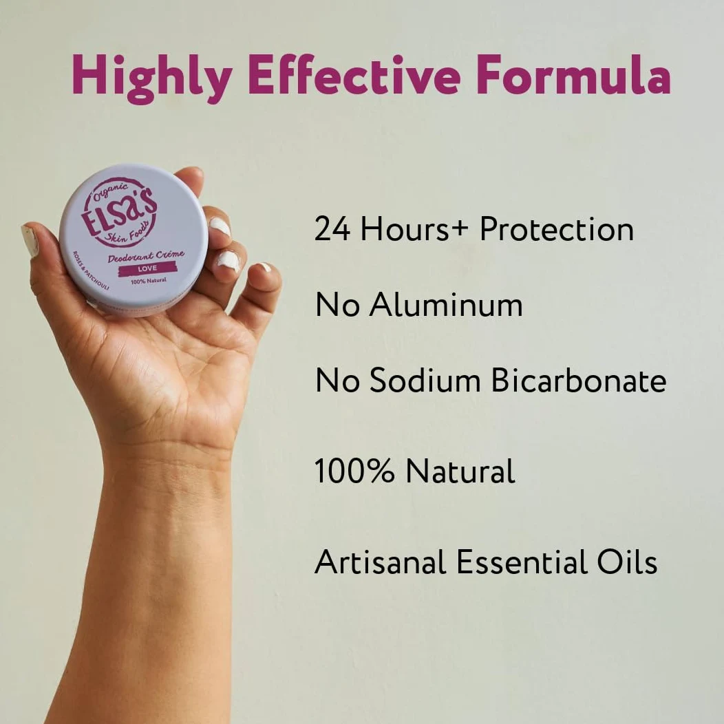 Elsa's Organic Skin Foods, Creme deodoranti naturali, confezione da 3, oceano, amore, limone ghiaccio, senza alluminio, senza bicarbonato di sodio, protezione 24 ore, senza plastica, deodorante per
