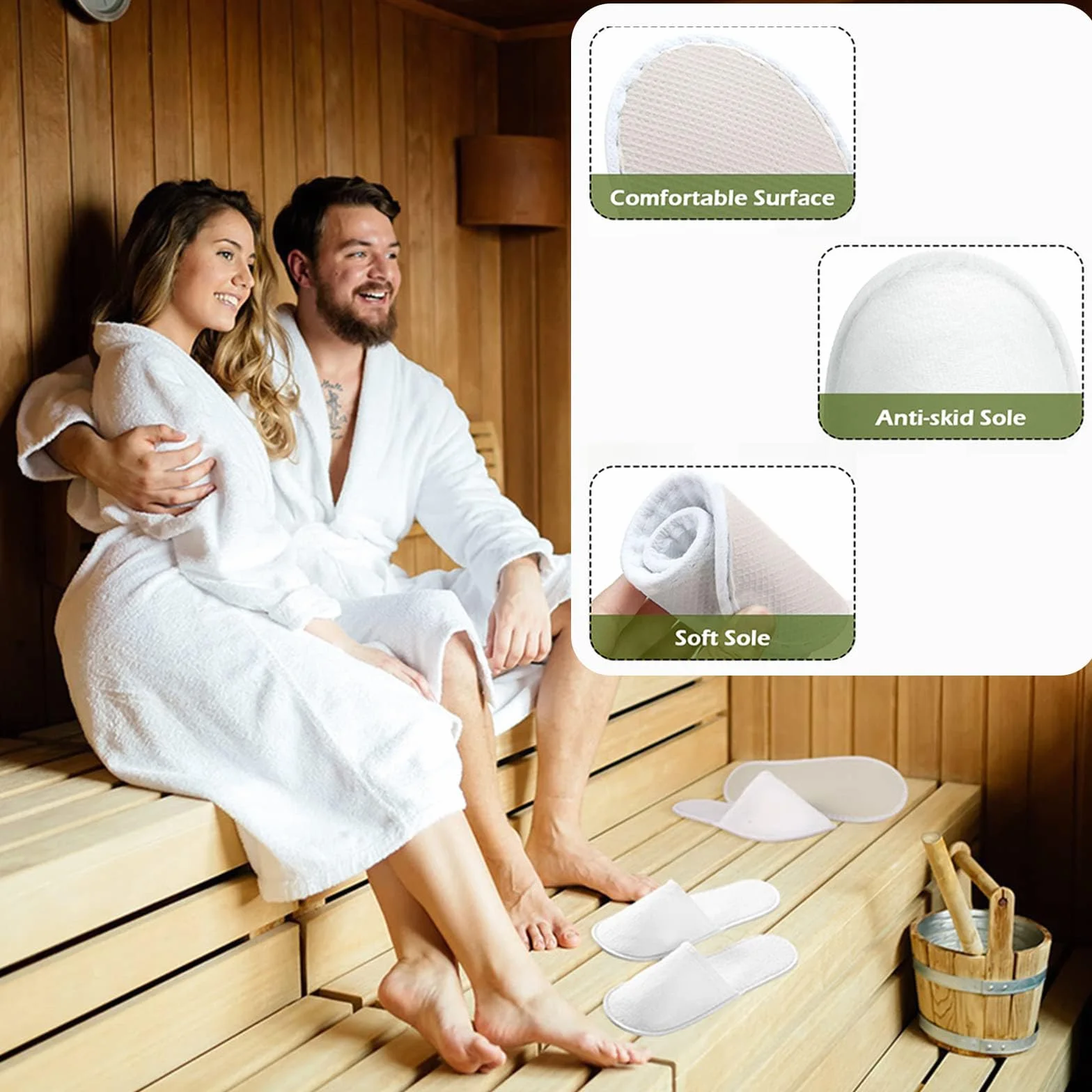 Pantofole Hotel, Pantofole Chiuse Hotel, 3 Paia Pantofole Usa E Getta Ospiti Antiscivolo, Pantofole d'albergo, Ciabatte Monouso Ospiti, Pantofole SPA, Ciabatte Sposa Bianco(Taglia Eu 37-43, Bianco)