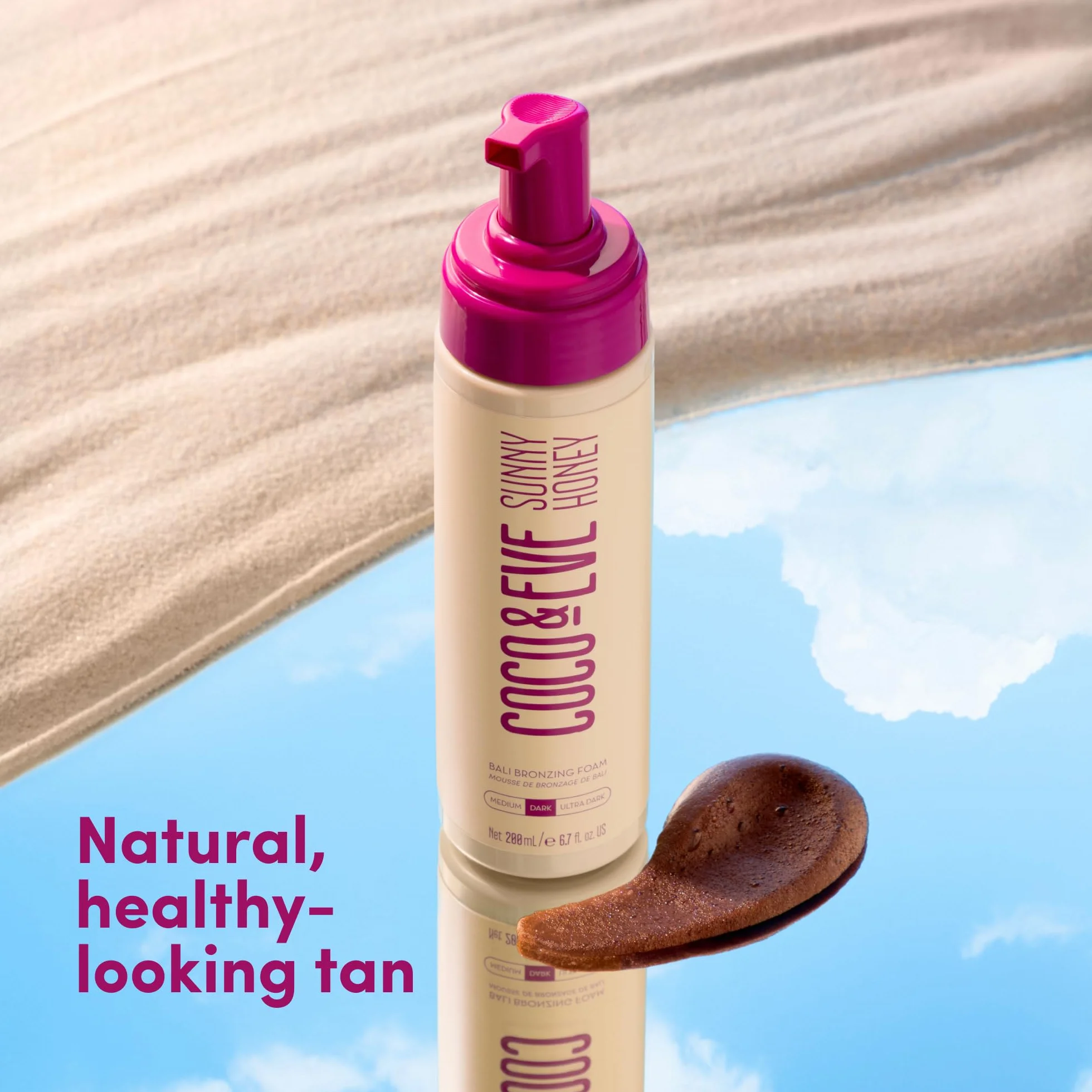 Coco & Eve Sunny Honey - (Scuro) Mousse autoabbronzante naturale Bali Bronzer - antietà, anti cellulite Self Tanner (212ml)
